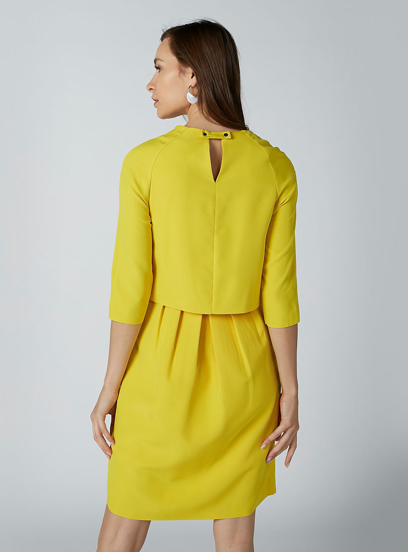 فستان ميدي بأكمام 3/4 وتفصيل كشكش-women-clothing-dresses-image-3