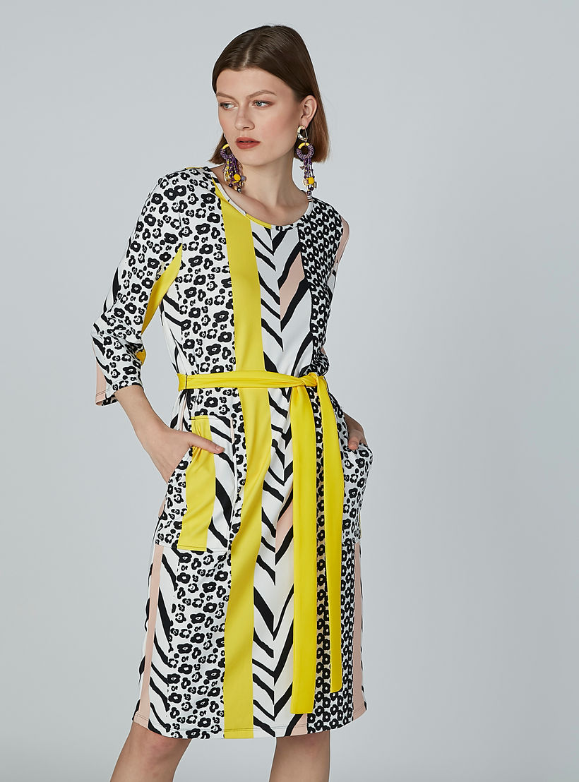 فستان إيه لاين متوسط الطول بأربطة وجيوب وطبعات-women-clothing-dresses-image-1