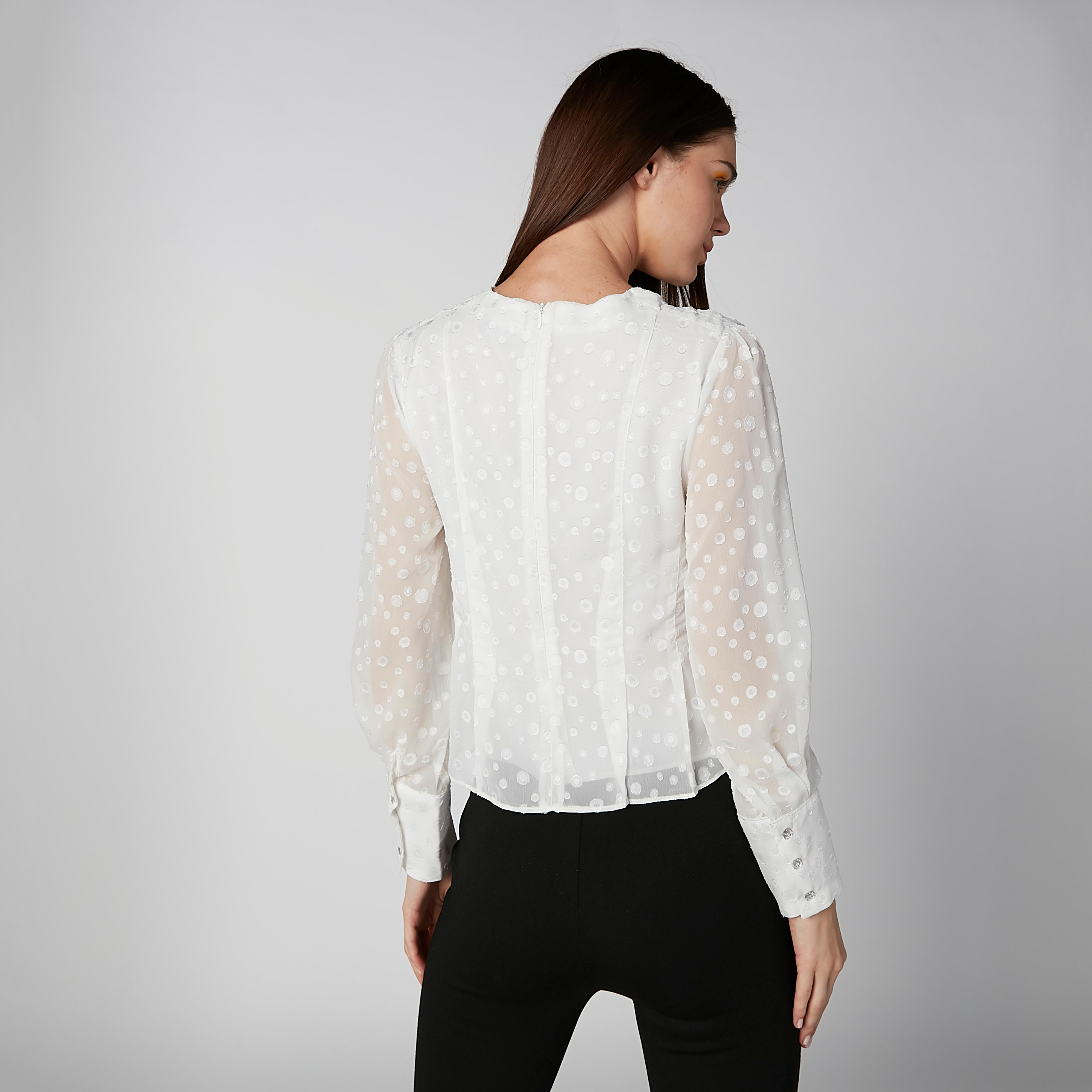 بلوزة بارزة الملمس بياقة مستديرة وأكمام طويلة-women-clothing-shirtsandblouses-blouses-image-4