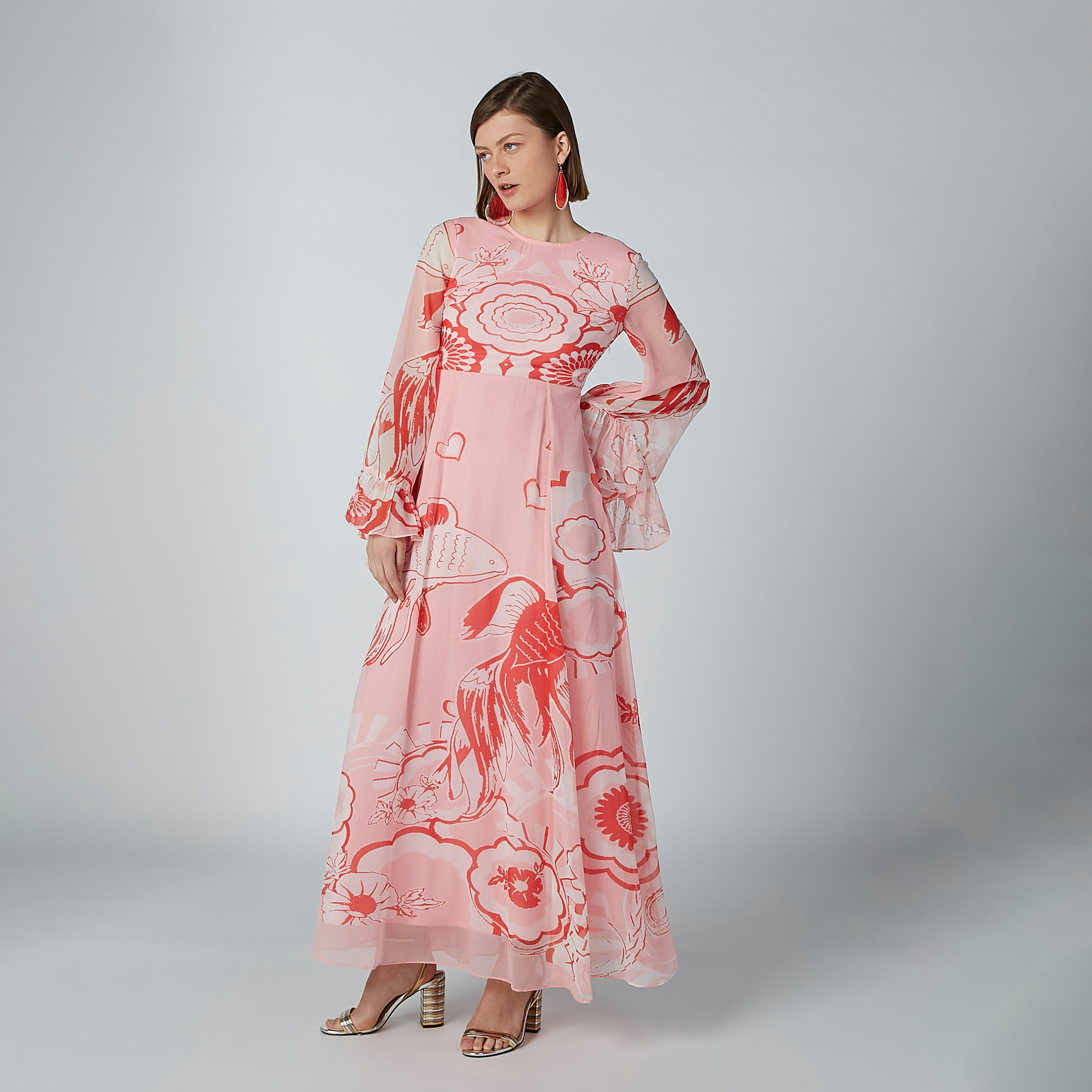 فستان إيه لاين طويل بأكمام واسعة وطبعات-women-clothing-dresses-image-2