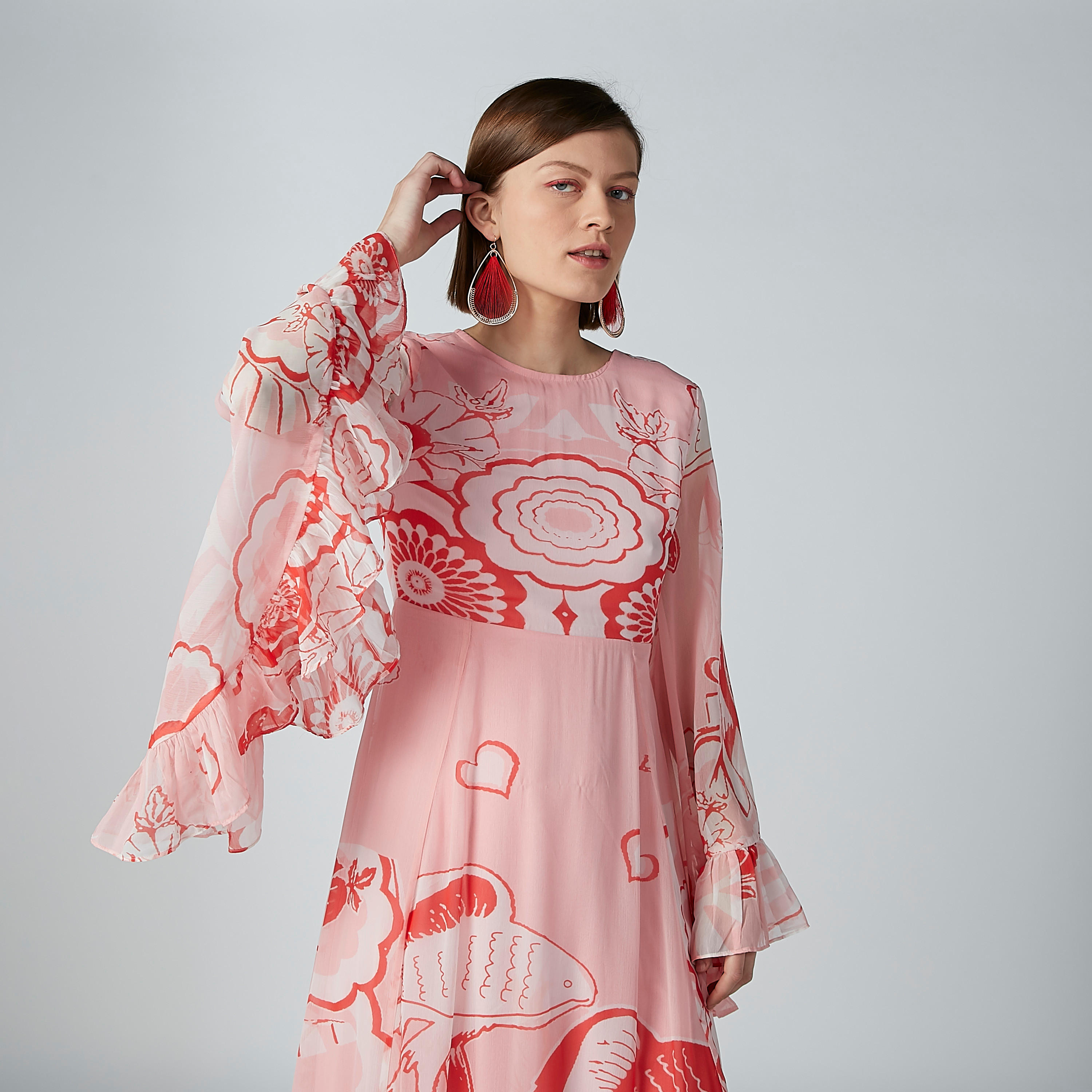 فستان إيه لاين طويل بأكمام واسعة وطبعات-women-clothing-dresses-image-3