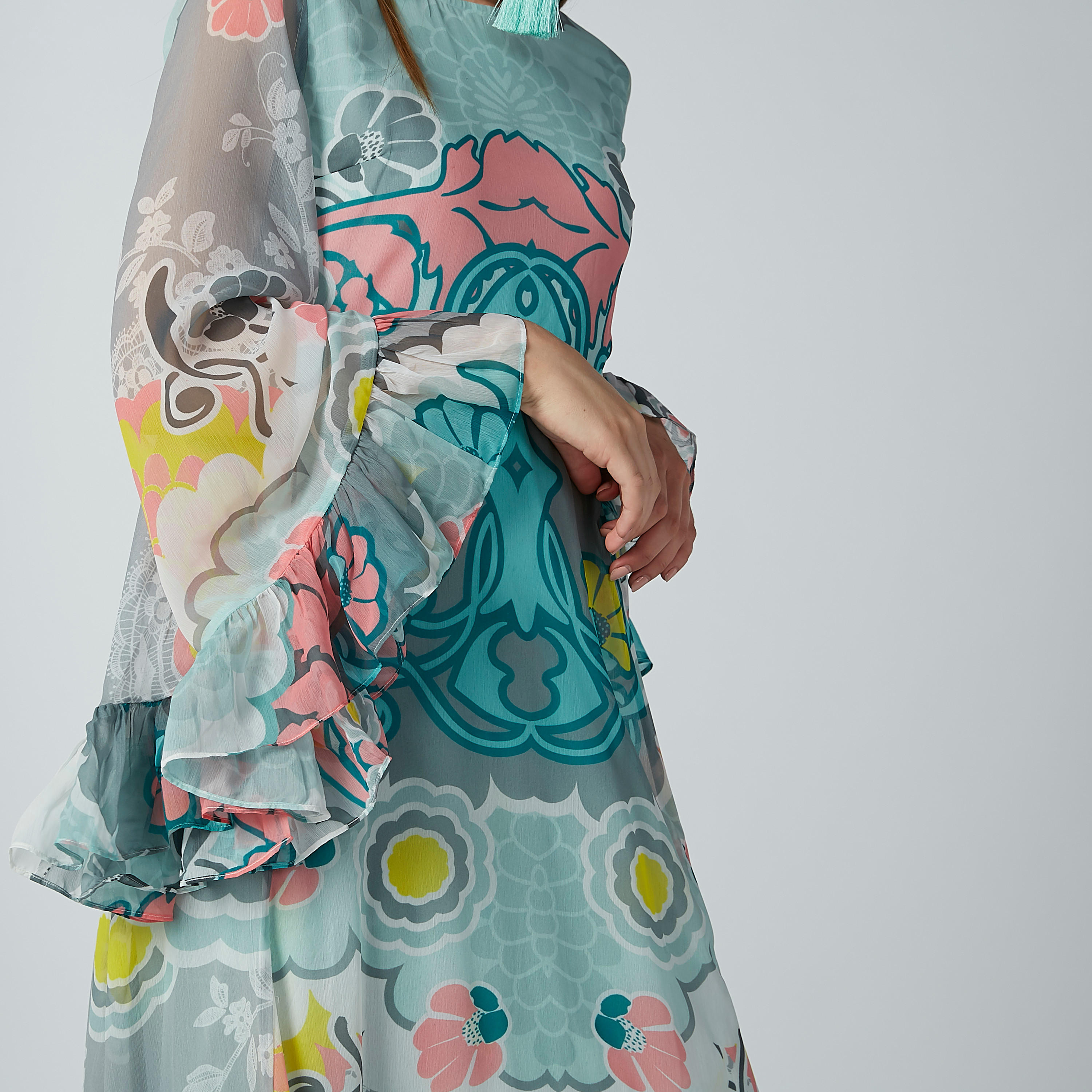 فستان طويل إيه لاين بأكمام واسعة وطبعات-women-clothing-dresses-image-2