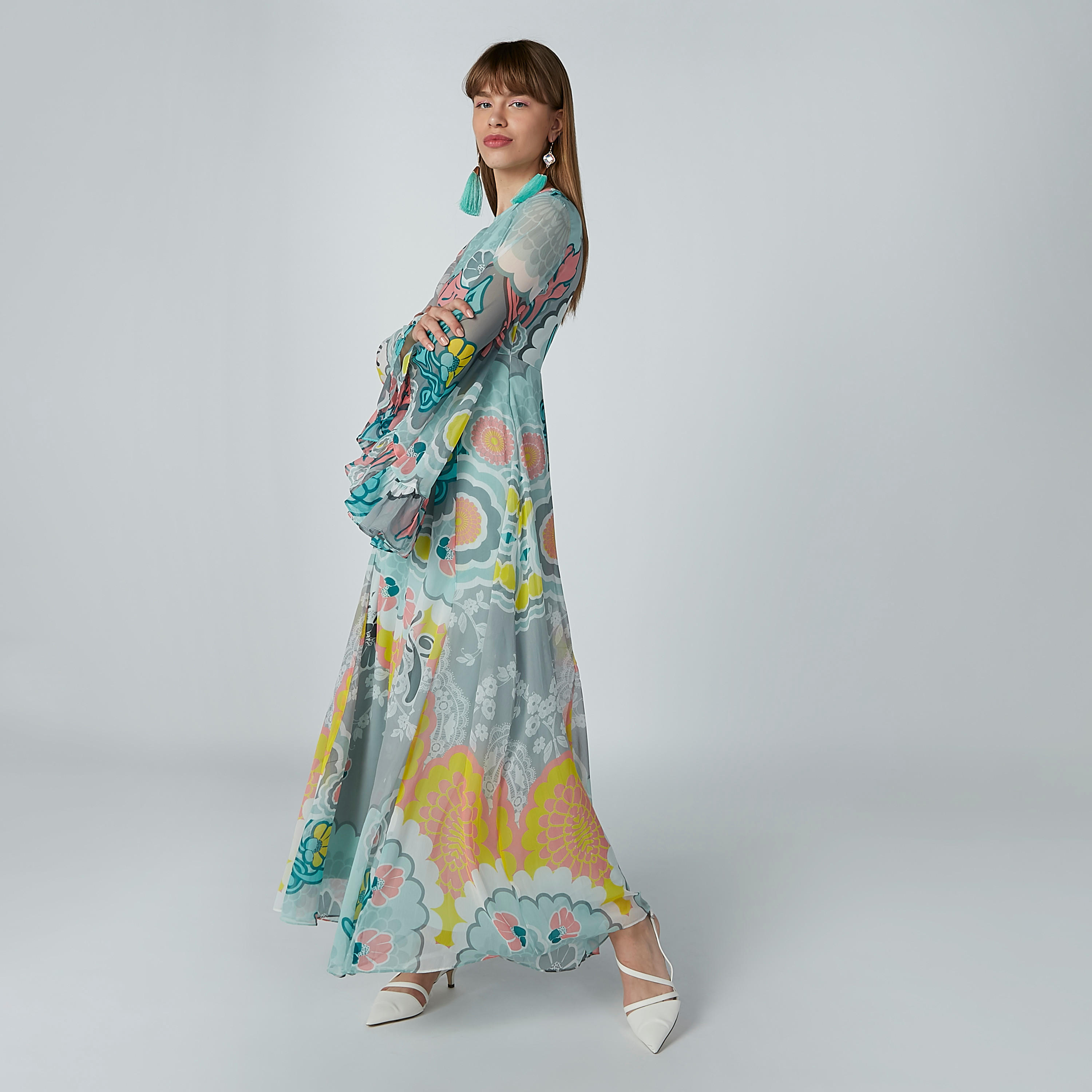 فستان طويل إيه لاين بأكمام واسعة وطبعات-women-clothing-dresses-image-4