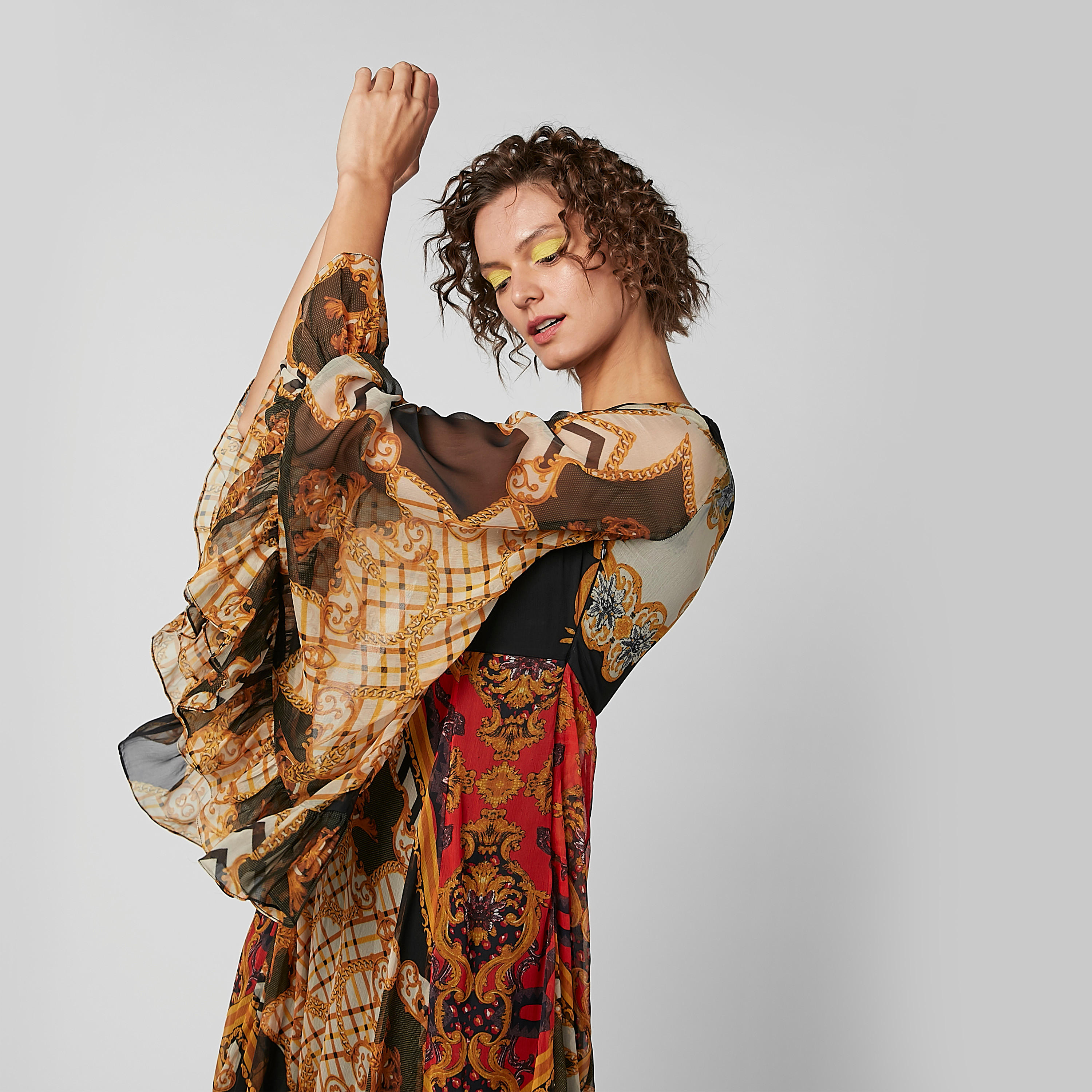 فستان إيه لاين طويل بأكمام واسعة وطبعات-women-clothing-dresses-image-2
