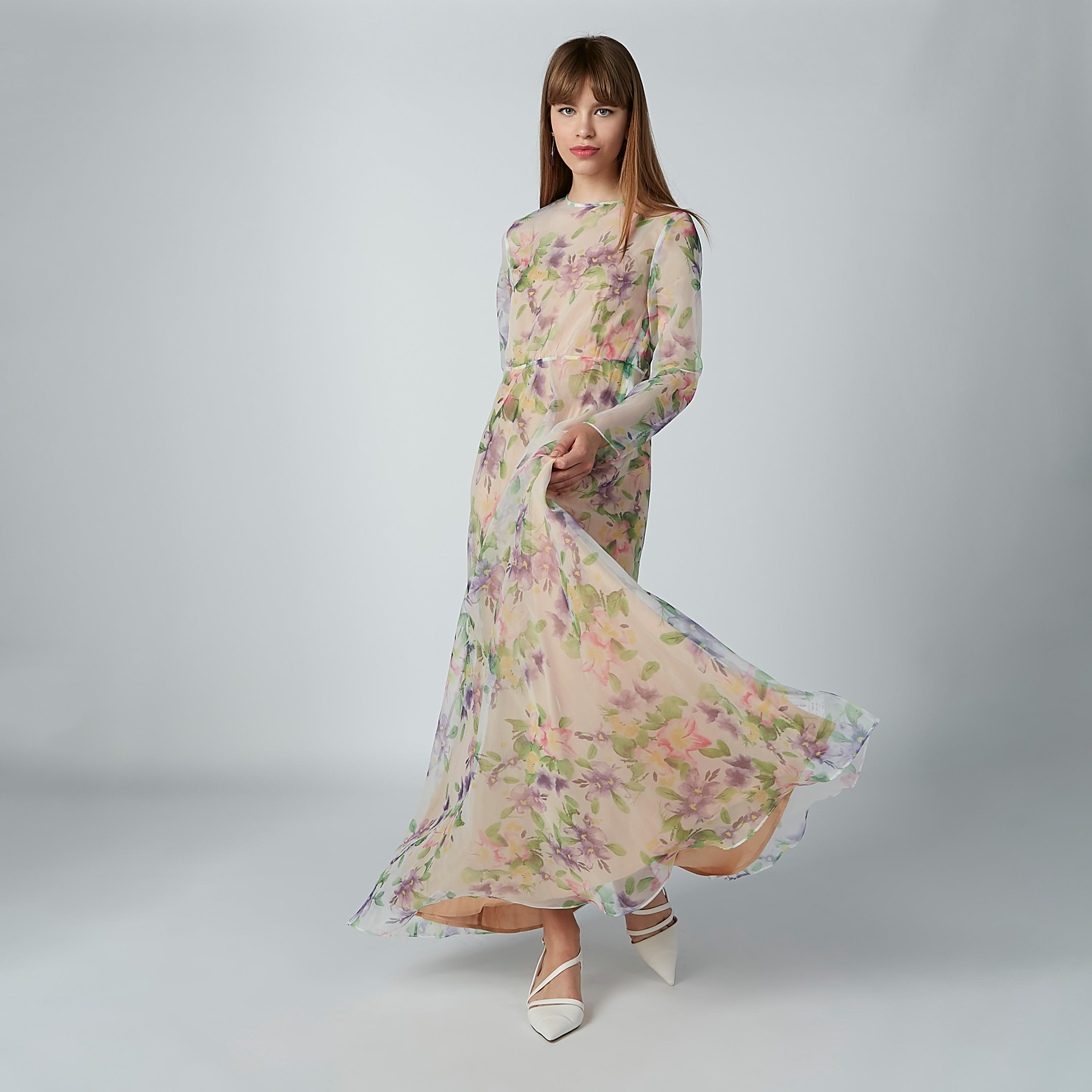 فستان إيه لاين طويل بأكمام طويلة وطبعات زهرية-women-clothing-dresses-image-2