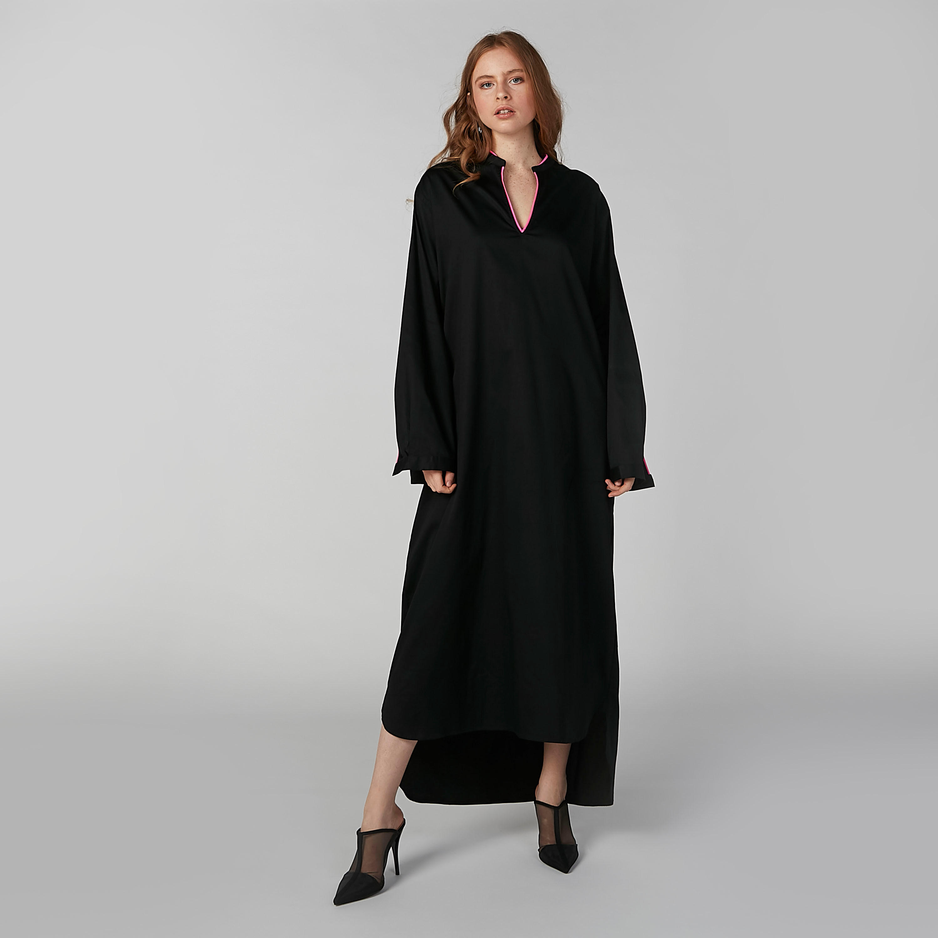 Plain Maxi Dress with Contrasting Piping Detail-women-clothing-dresses-image-1