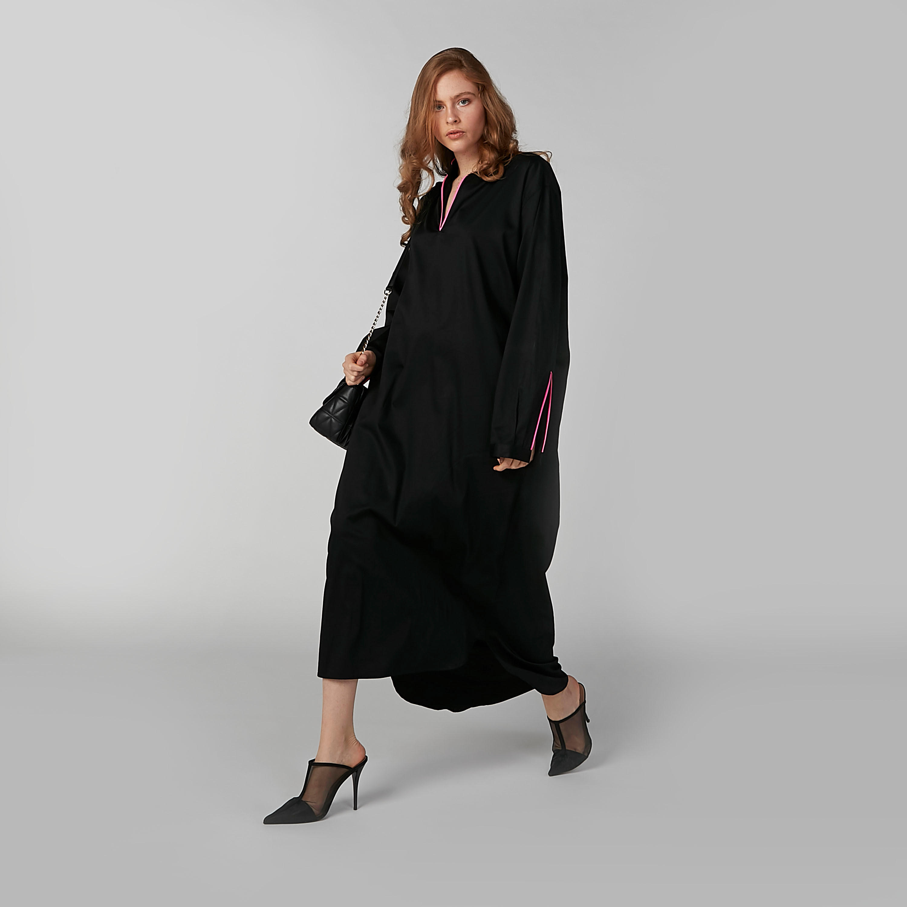 Plain Maxi Dress with Contrasting Piping Detail-women-clothing-dresses-image-5
