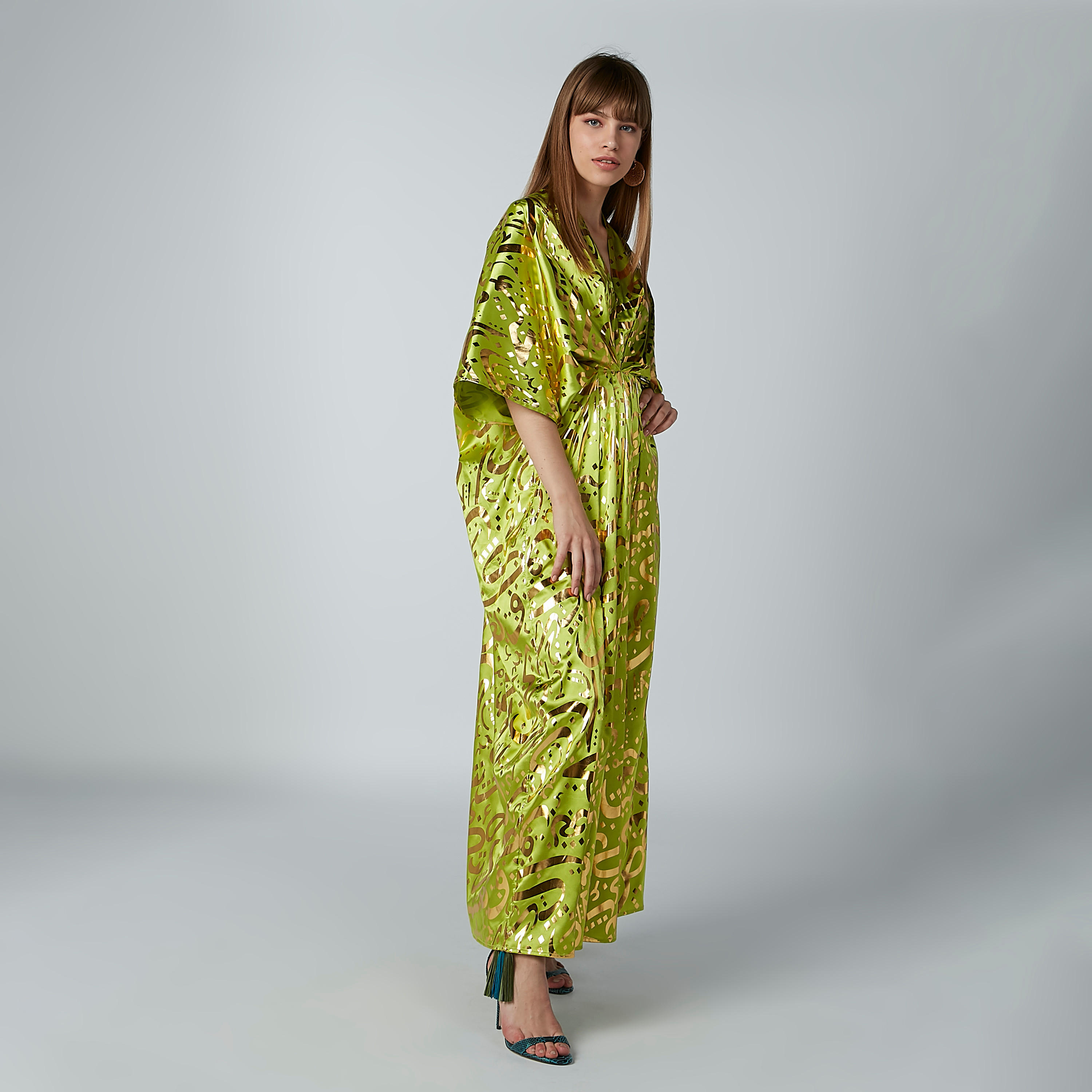 Printed Maxi Dress with Flared Sleeves and V-neck-women-clothing-dresses-image-2