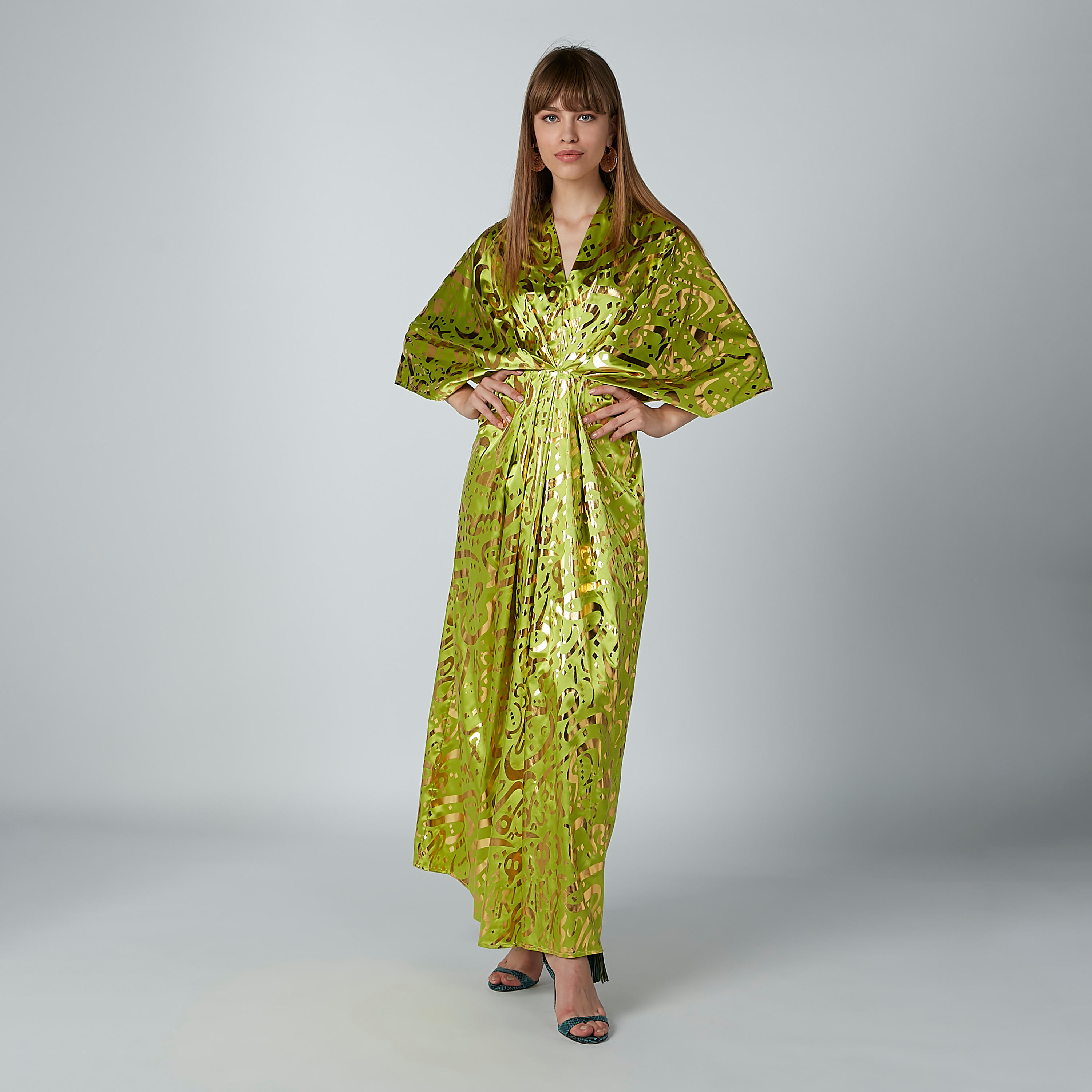 Printed Maxi Dress with Flared Sleeves and V-neck-women-clothing-dresses-image-6