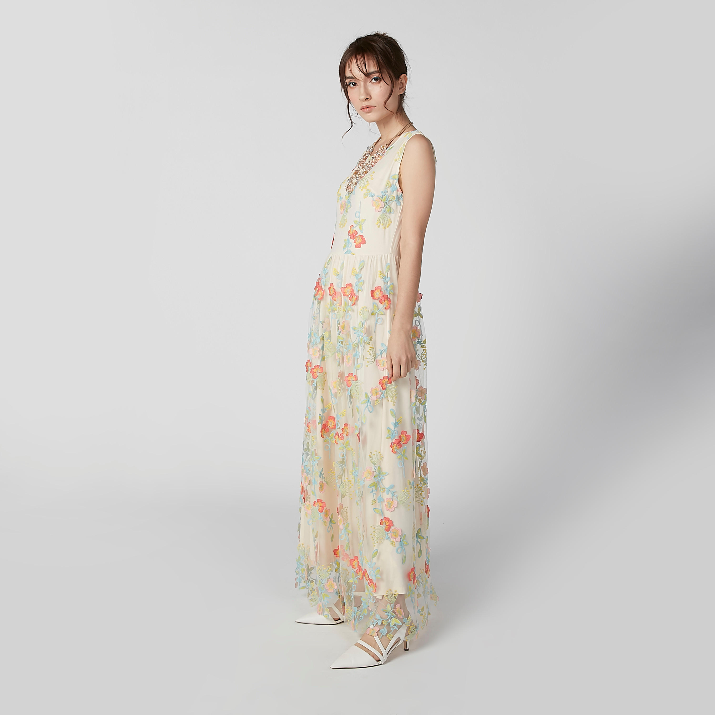 فستان مستدام طويل دون أكمام بياقة مستديرة وطبعات زهرية-women-clothing-dresses-image-4