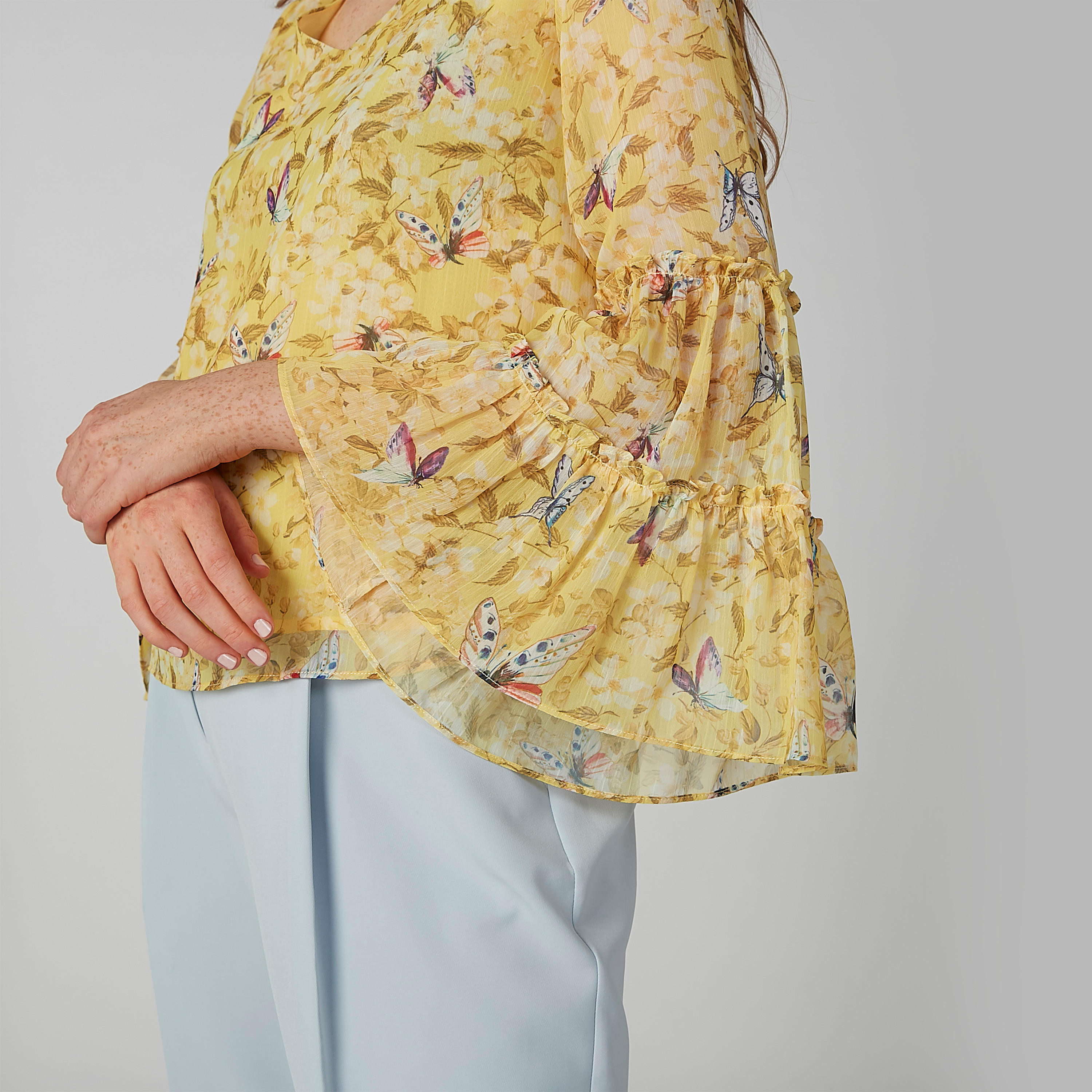 Printed Top with V-neck and Flared Sleeves-women-clothing-shirtsandblouses-blouses-image-4