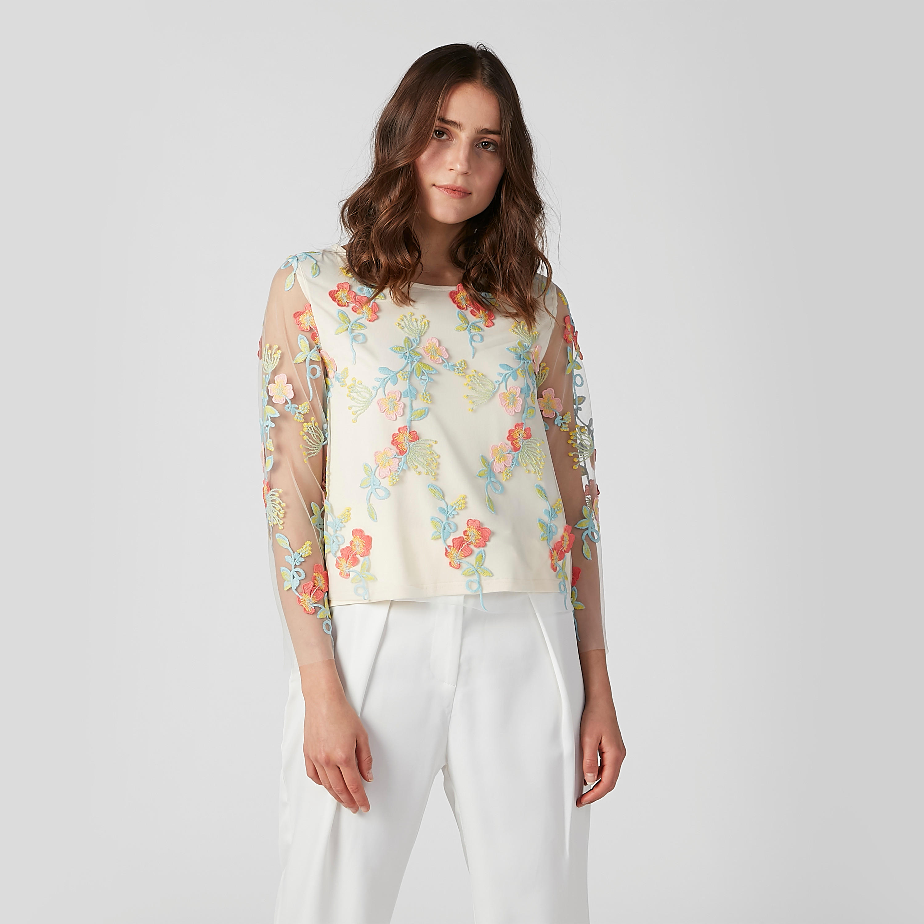 بلوزة مطرّزة بياقة مستديرة وأكمام طويلة-women-clothing-shirtsandblouses-blouses-image-5
