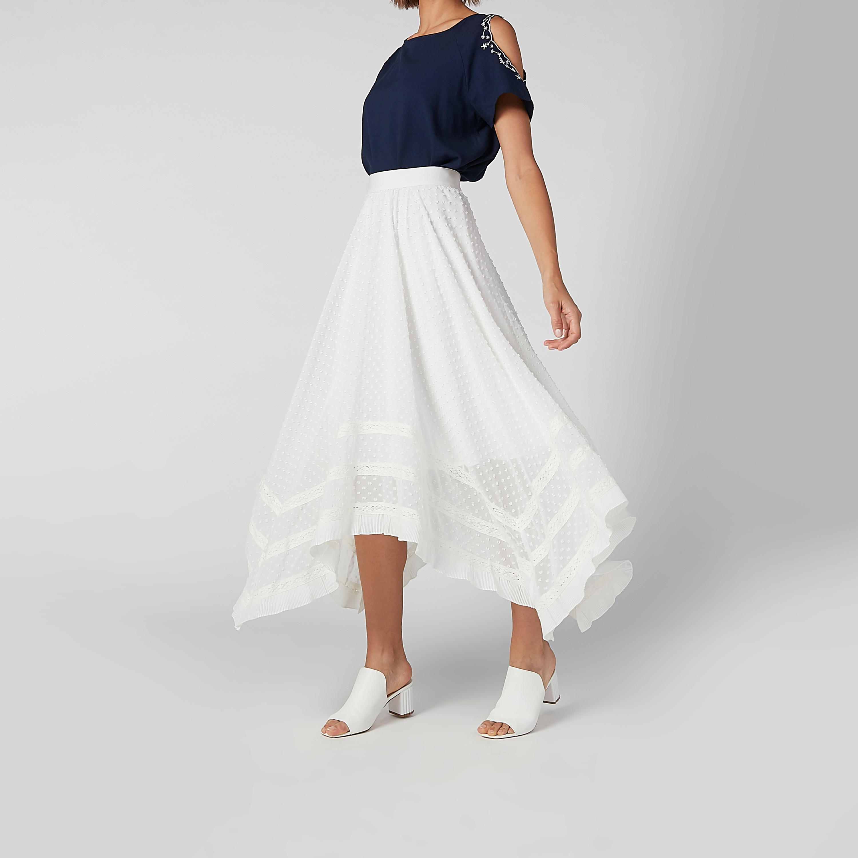 تنورة بارز الملمس بخصر مطّاطي وحوّاف غير مستويّة-women-clothing-bottoms-skirts-image-3