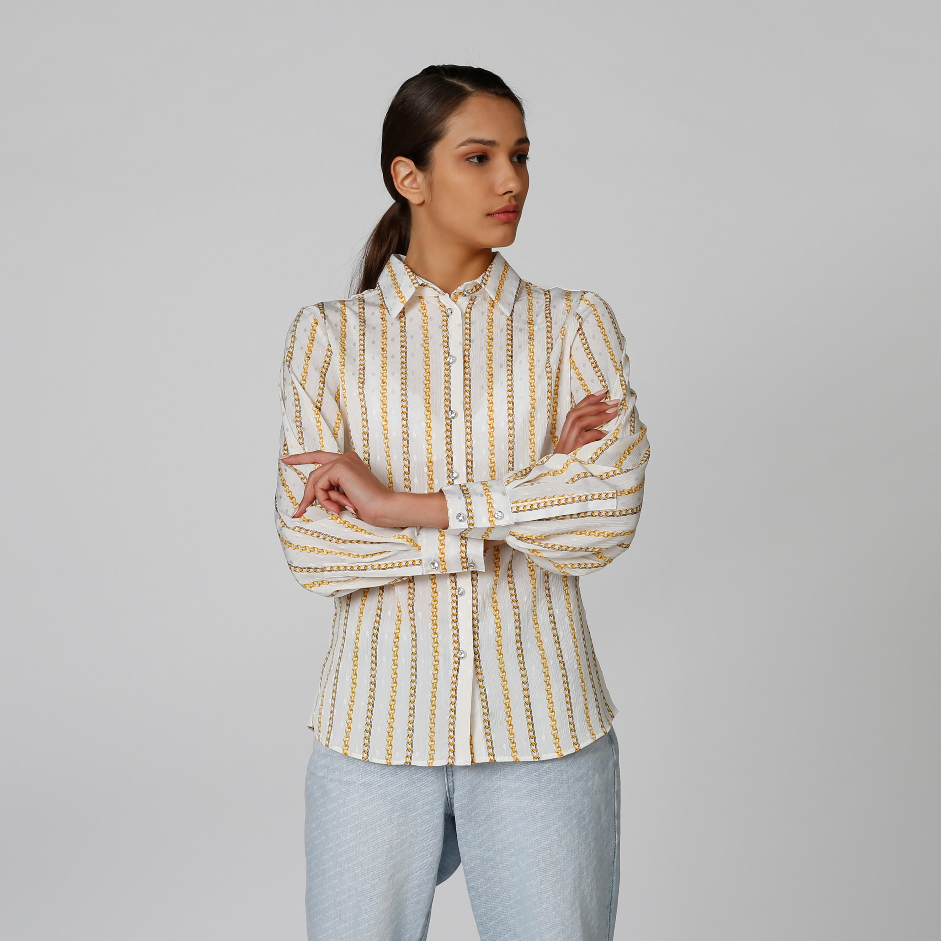 Printed Slim Fit Long Sleeves Shirt with Spread Collar-women-clothing-shirtsandblouses-shirts-image-4