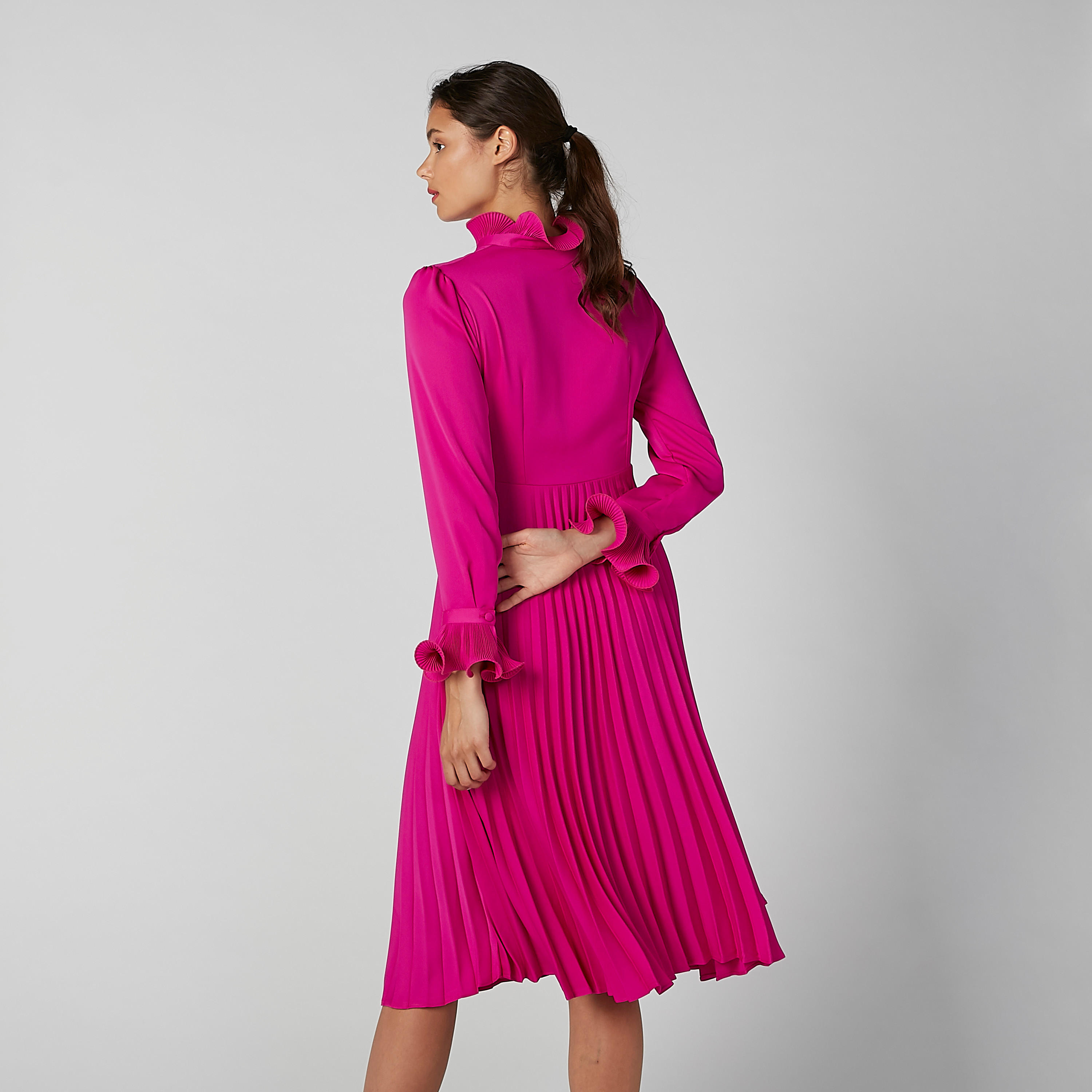 فستان بارز الملمس متوسط الطول بأكمام طويلة وأربطة-women-clothing-dresses-image-6