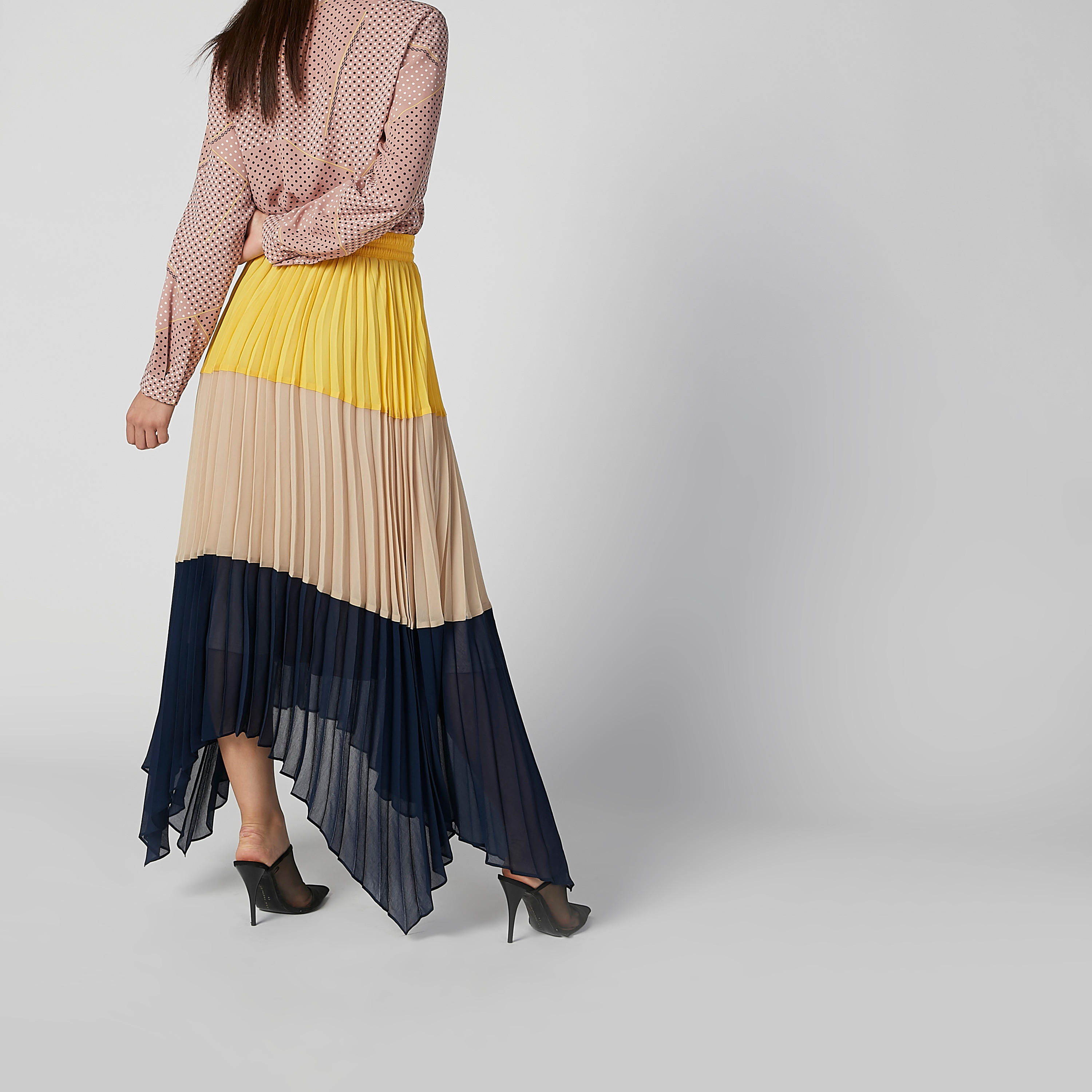 تنورة ماكسي بنمط كتل الألوان برباط وحوّاف غير مستوية-women-clothing-bottoms-skirts-image-3