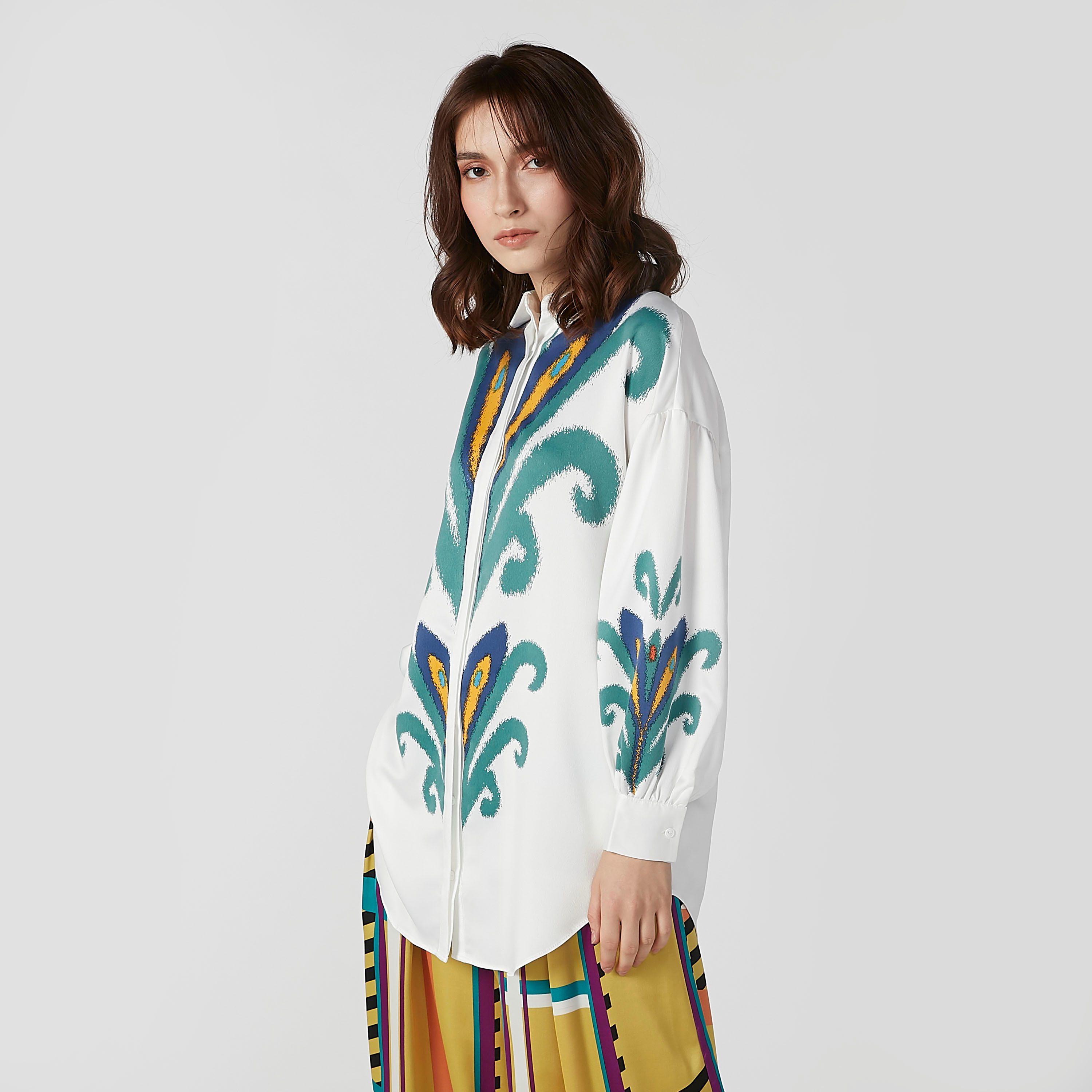 Sustainable Printed Shirt with Long Sleeves and Concealed Placket-women-clothing-shirtsandblouses-shirts-image-1