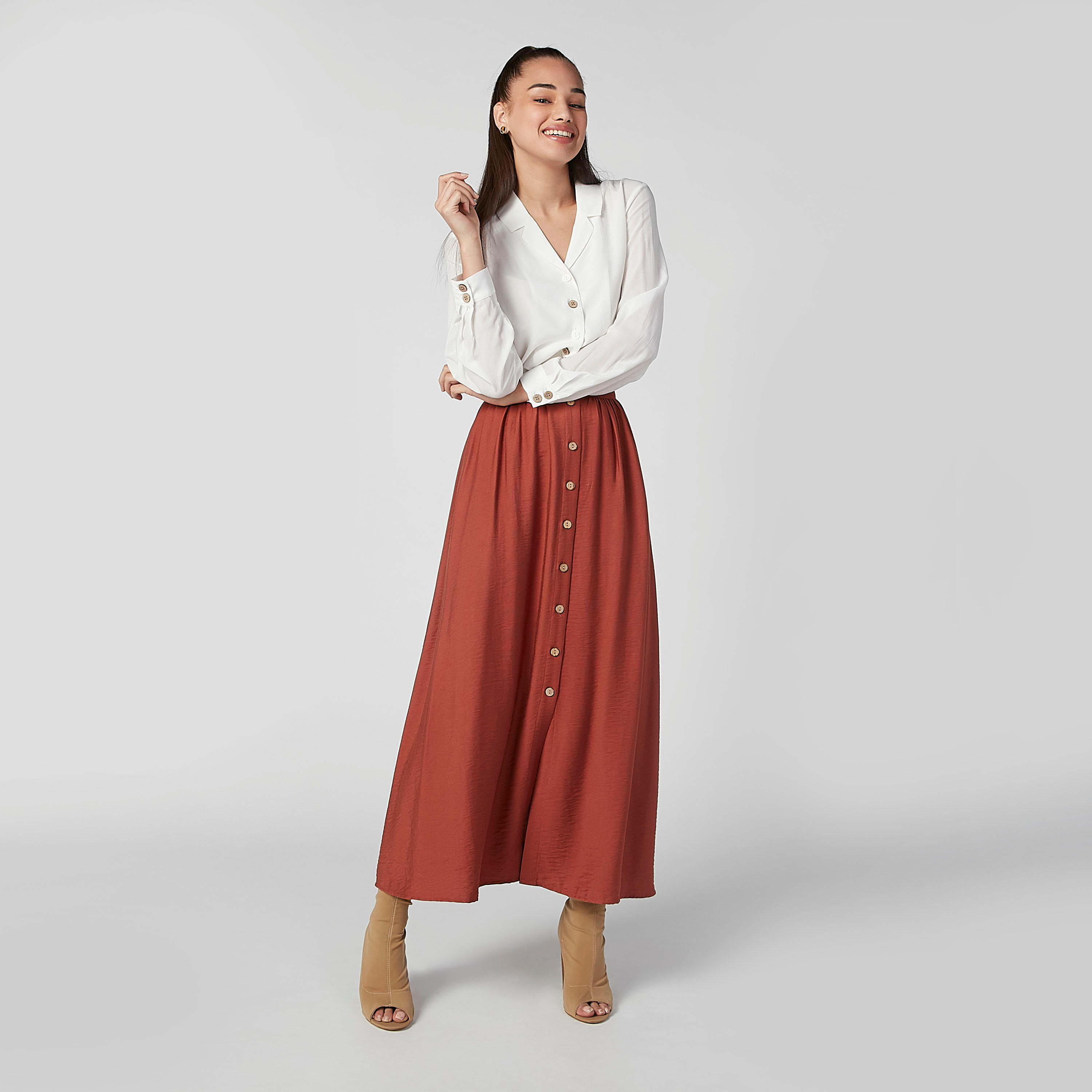 Plain Shirt with Notched Lapel and Long Sleeves-women-clothing-shirtsandblouses-shirts-image-1