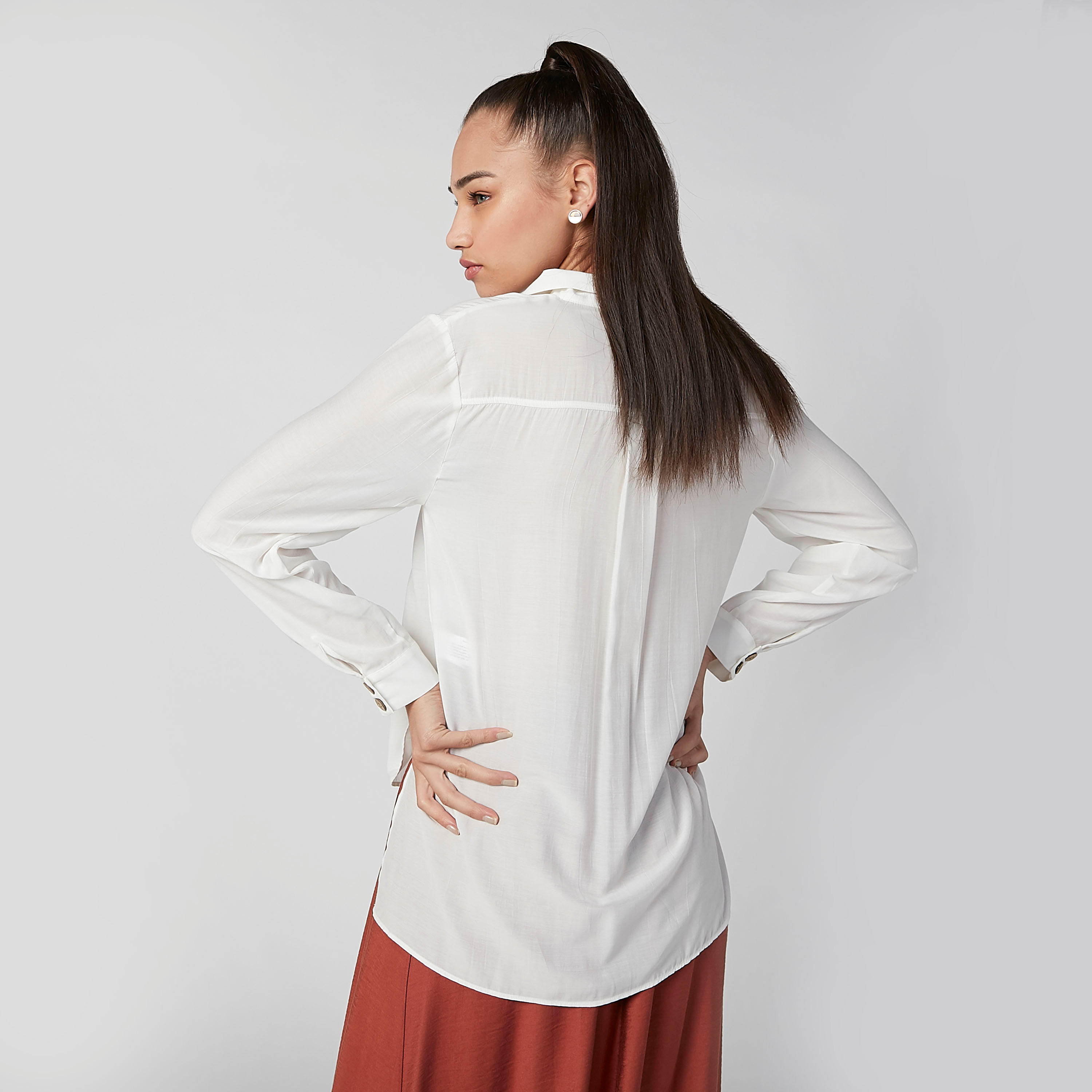 Plain Shirt with Notched Lapel and Long Sleeves-women-clothing-shirtsandblouses-shirts-image-3