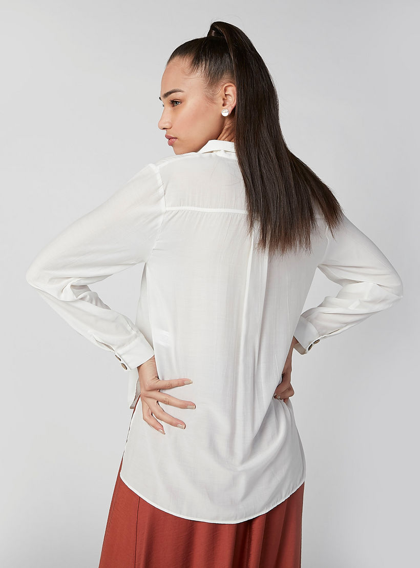 Plain Shirt with Notched Lapel and Long Sleeves-women-clothing-shirtsandblouses-shirts-image-3