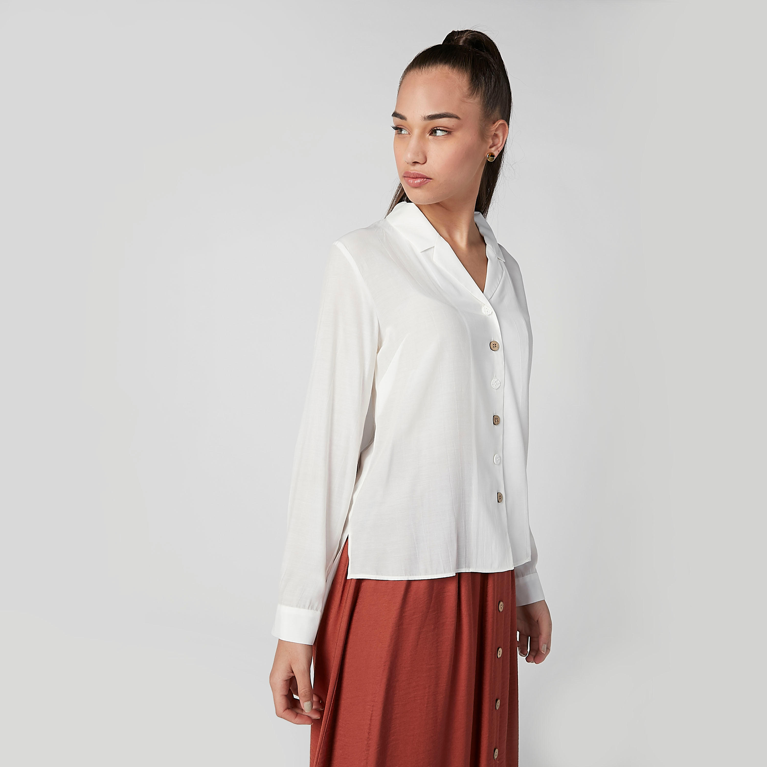 Plain Shirt with Notched Lapel and Long Sleeves-women-clothing-shirtsandblouses-shirts-image-4