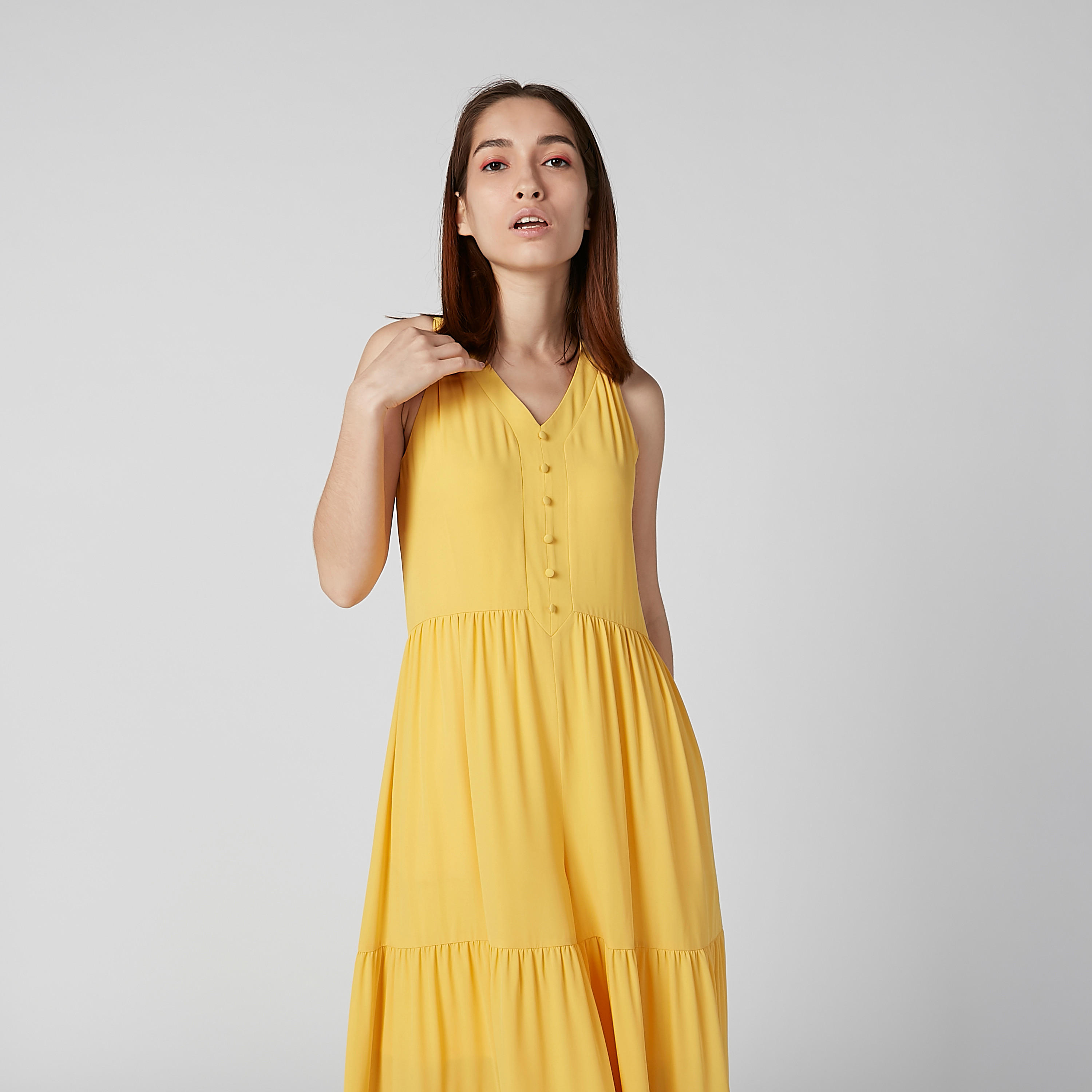 أفرول مستدام سادة دون أكمام بياقة V -women-clothing-jumpsuits-image-1