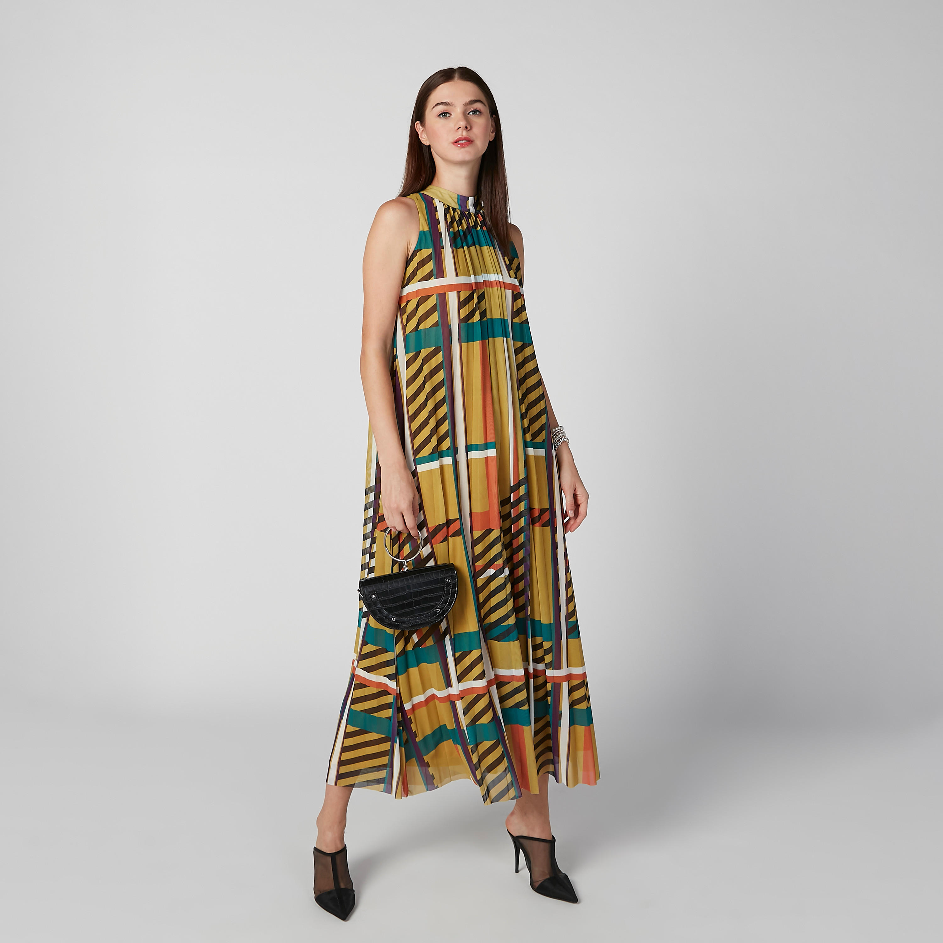 فستان مستدام إيه لاين طويل بياقة عالية وطبعات-women-clothing-dresses-image-4