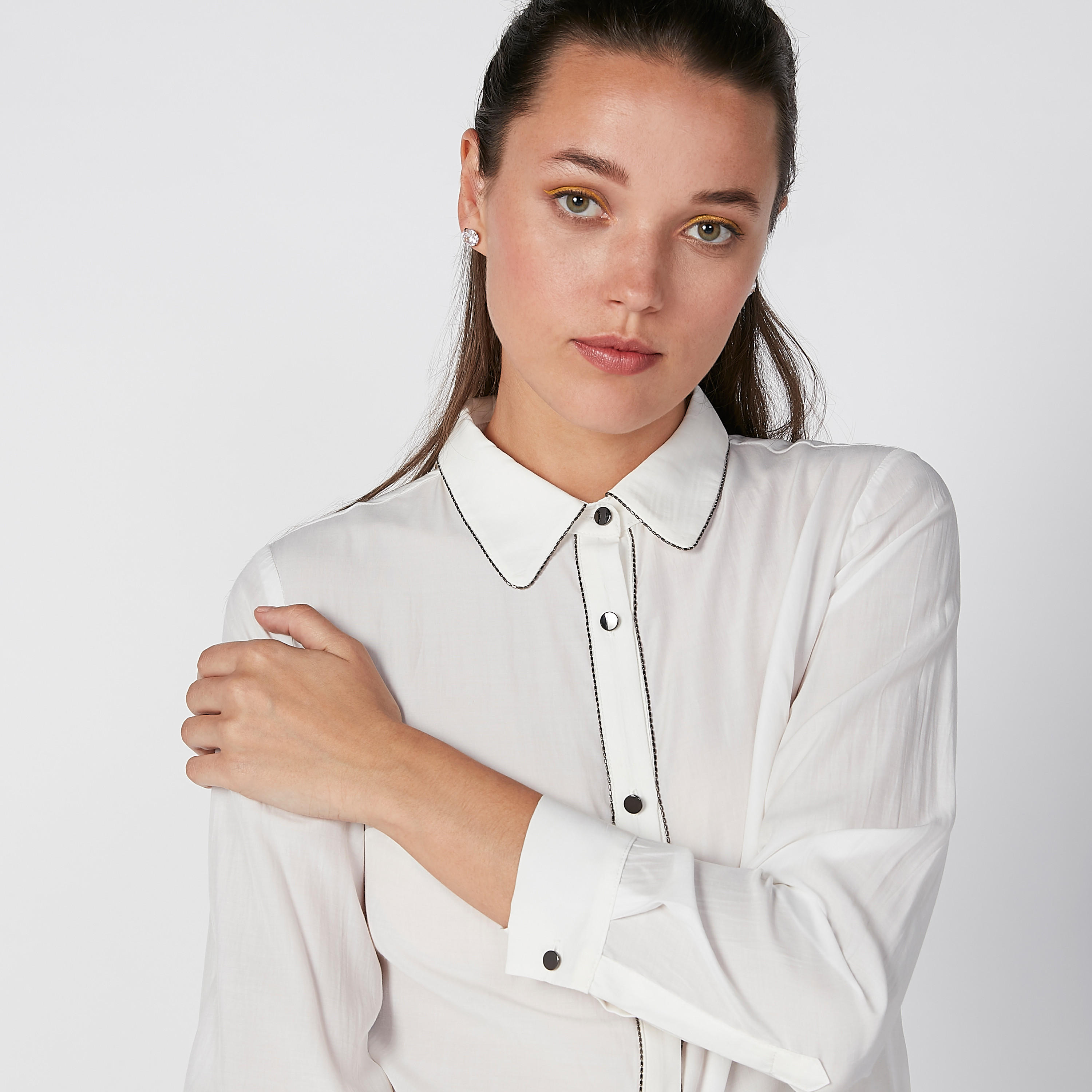 قميص بياقة عاديّة وأكمام طويلة -women-clothing-shirtsandblouses-shirts-image-1