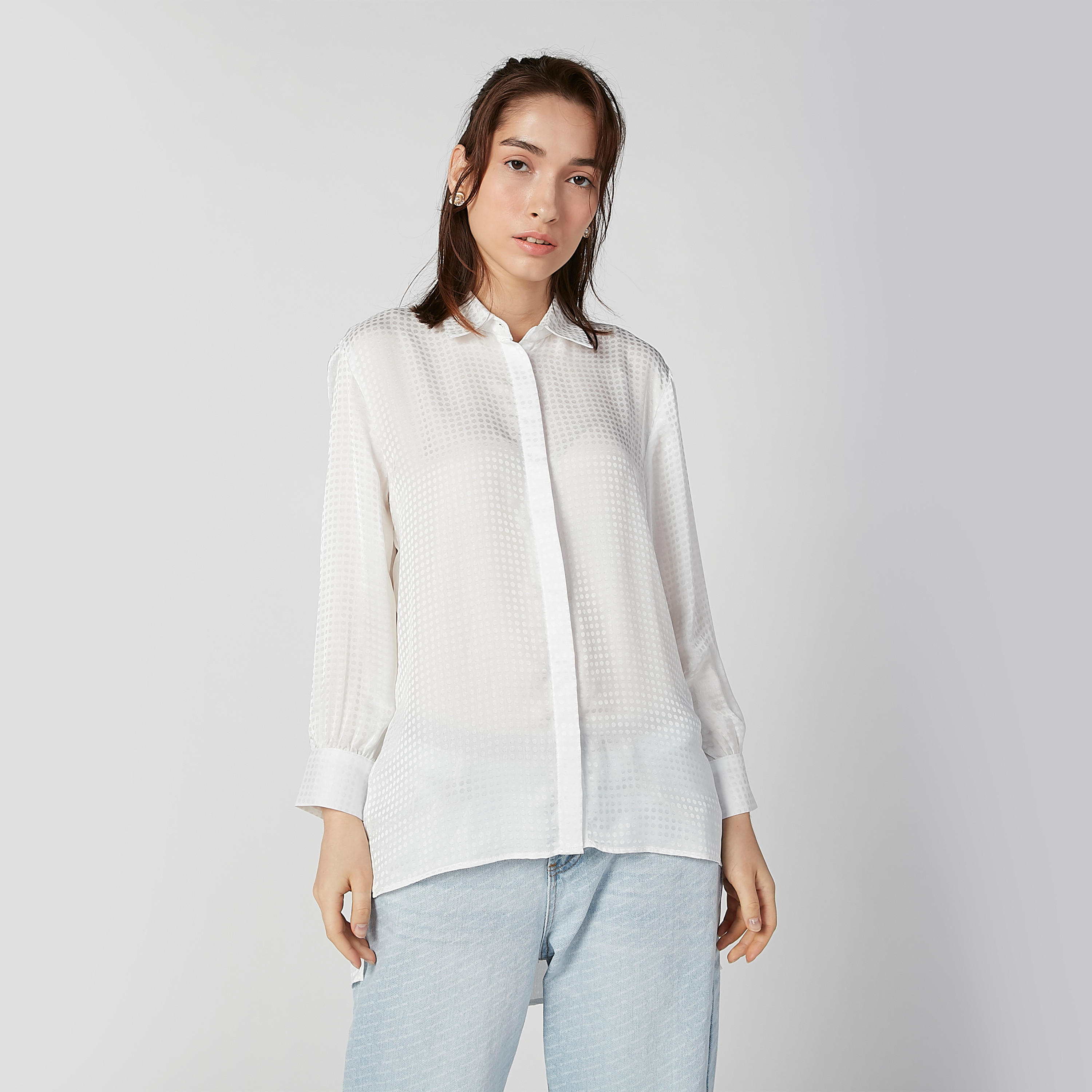 قميص مستدام بارز الملمس بأكمام طويلة وحوّاف غير مستوية-women-clothing-shirtsandblouses-shirts-image-2