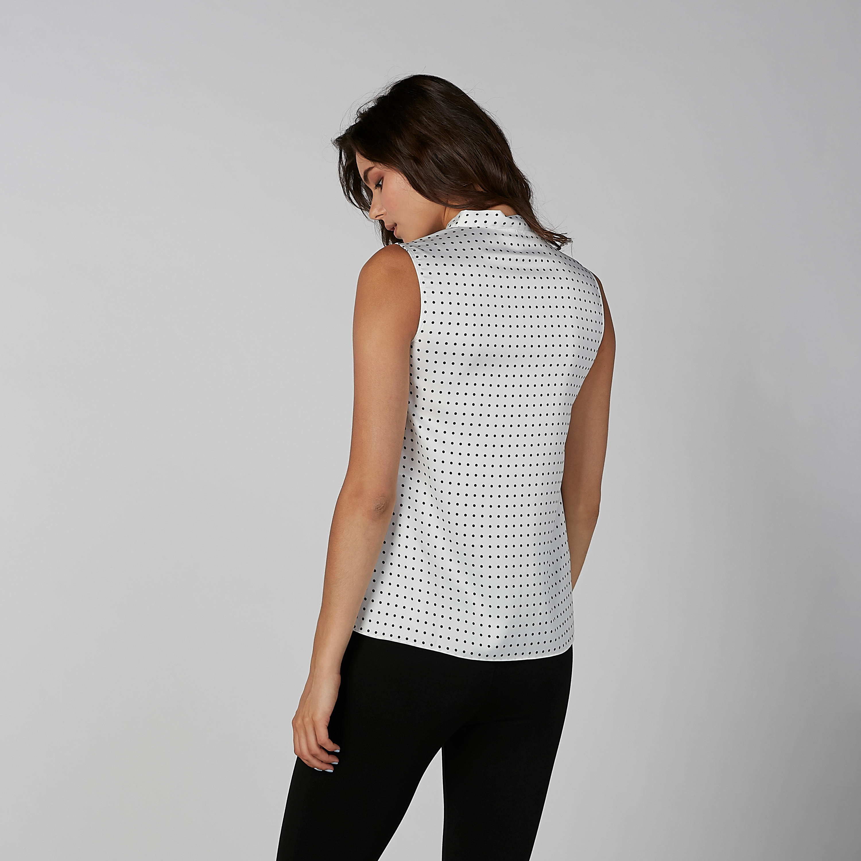 بلوزة مستدامة دون أكمام مزيّنة بفيونكة منقطة -women-clothing-shirtsandblouses-blouses-image-4