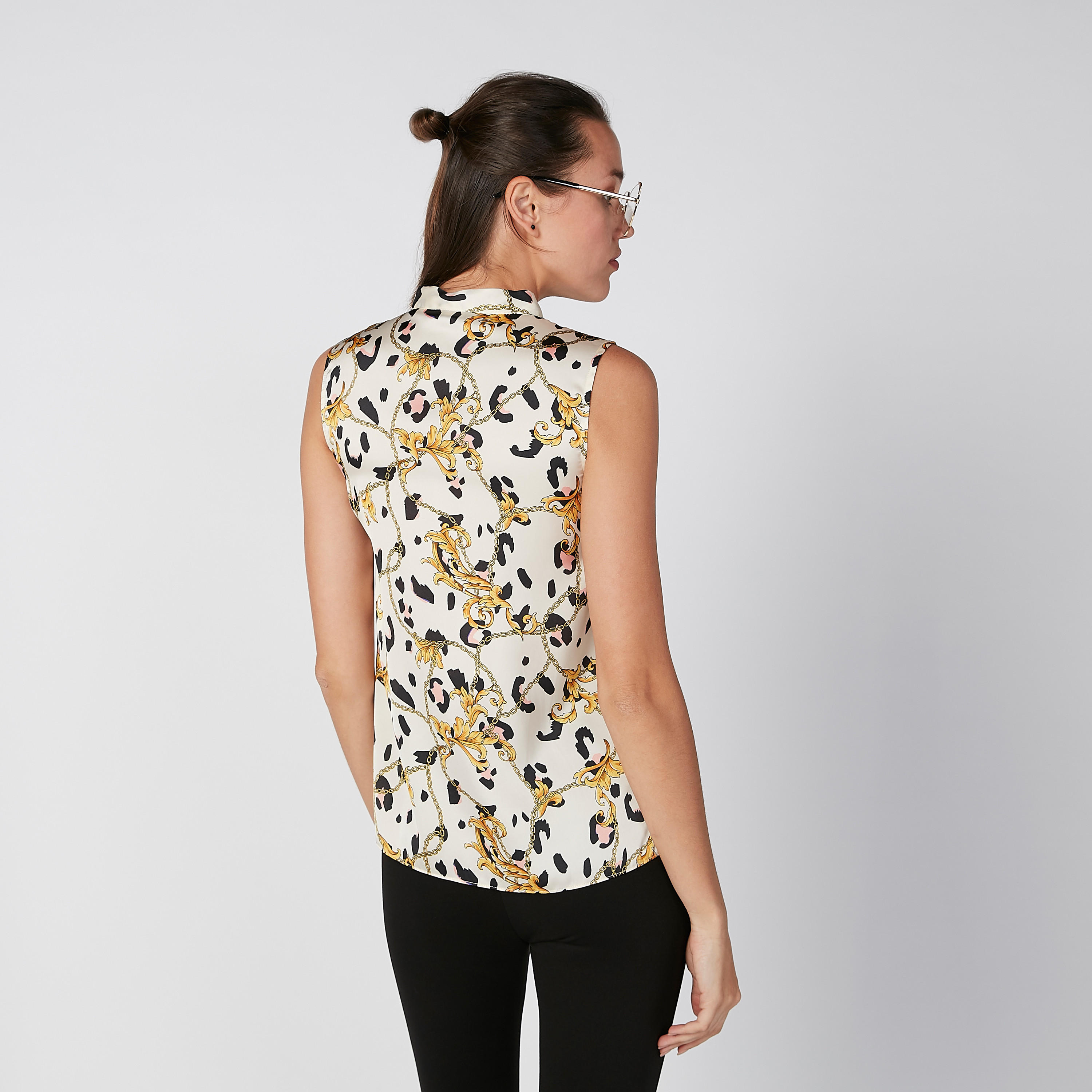بلوزة مستدامة دون أكمام مزيّنة بفيونكة وطبعات -women-clothing-shirtsandblouses-blouses-image-3