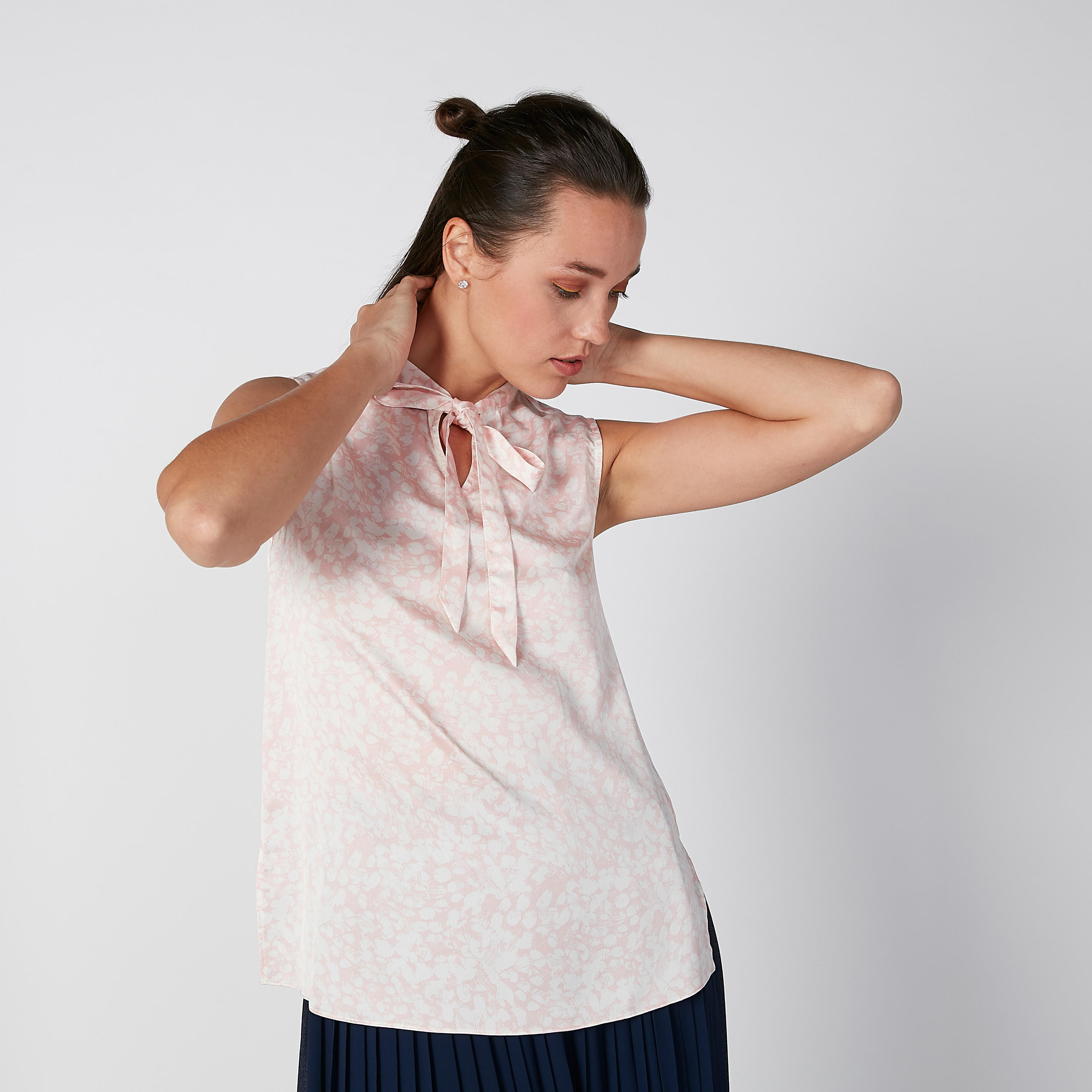 Printed Sleeveless Top with Pussy Bow-women-clothing-shirtsandblouses-blouses-image-1