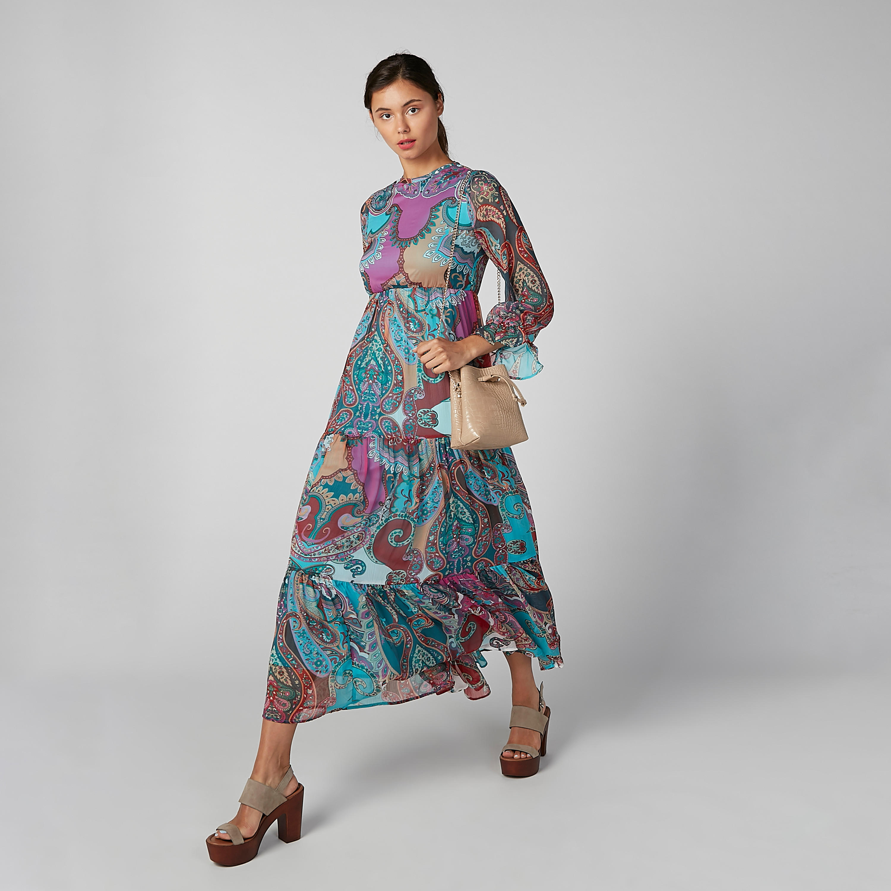 فستان مستدام إيه لاين طويل بأكمام طويلة وطبعات-women-clothing-dresses-image-1