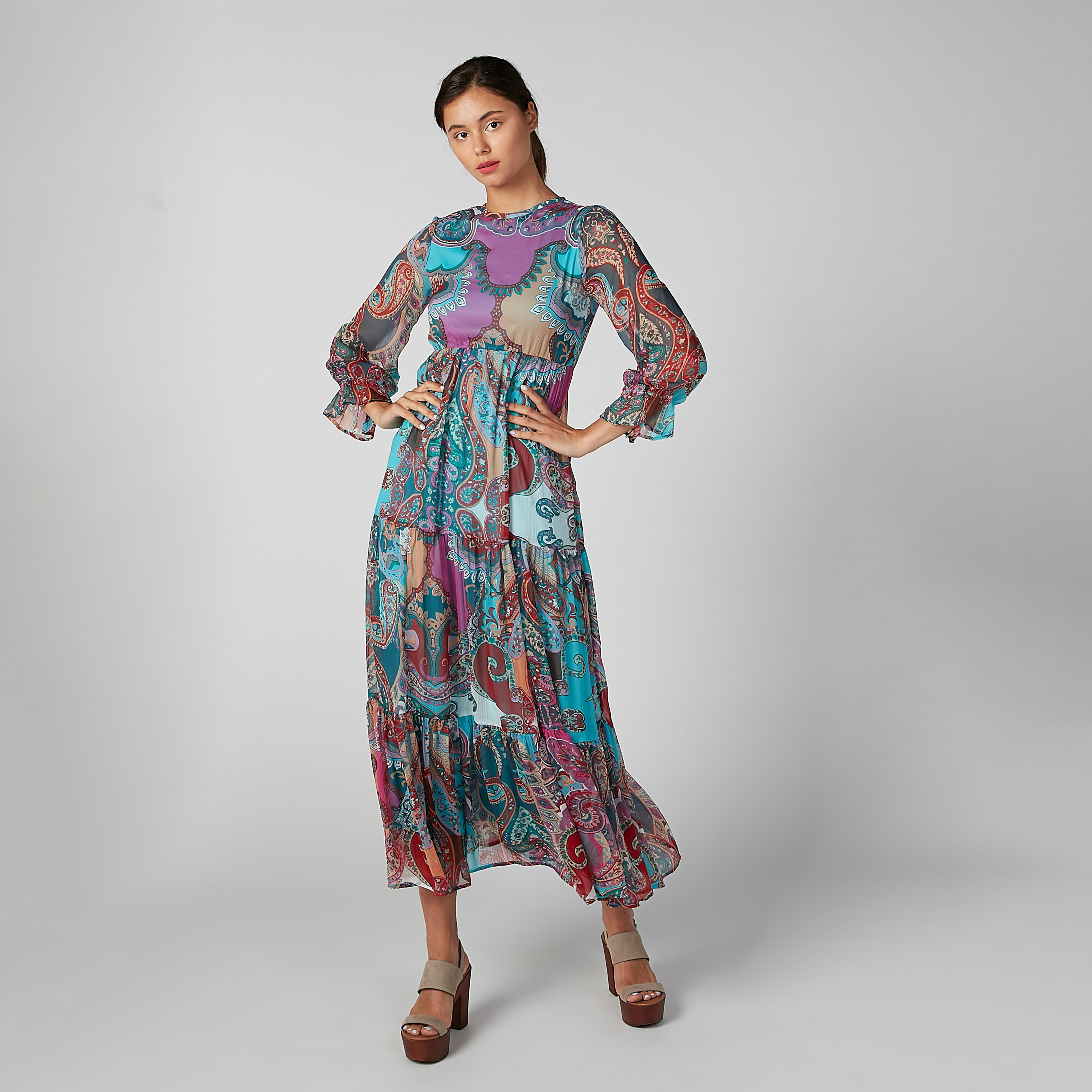 فستان مستدام إيه لاين طويل بأكمام طويلة وطبعات-women-clothing-dresses-image-3