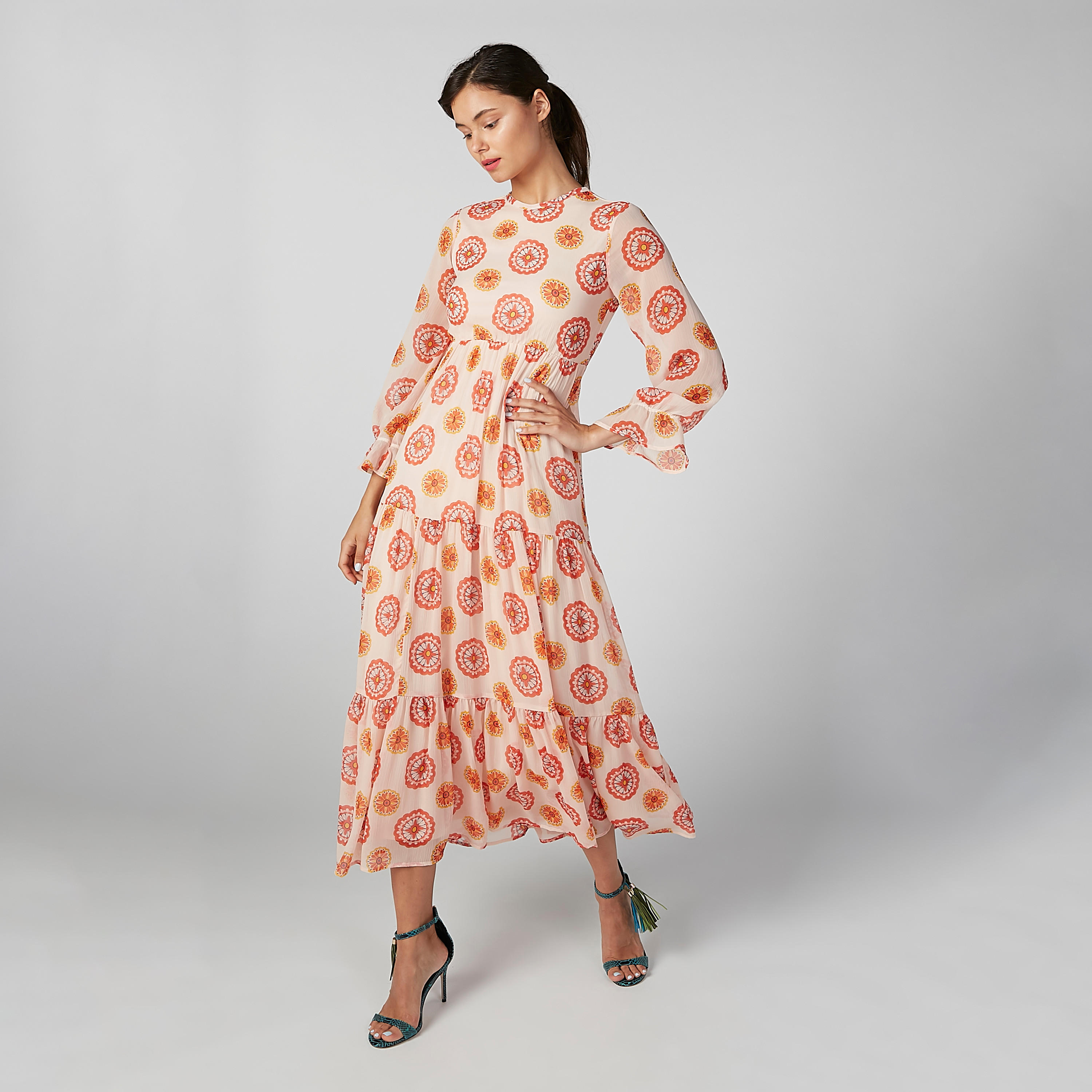 فستانمستدام  إيه لاين طويل بأكمام طويلة وطبعات -women-clothing-dresses-image-3