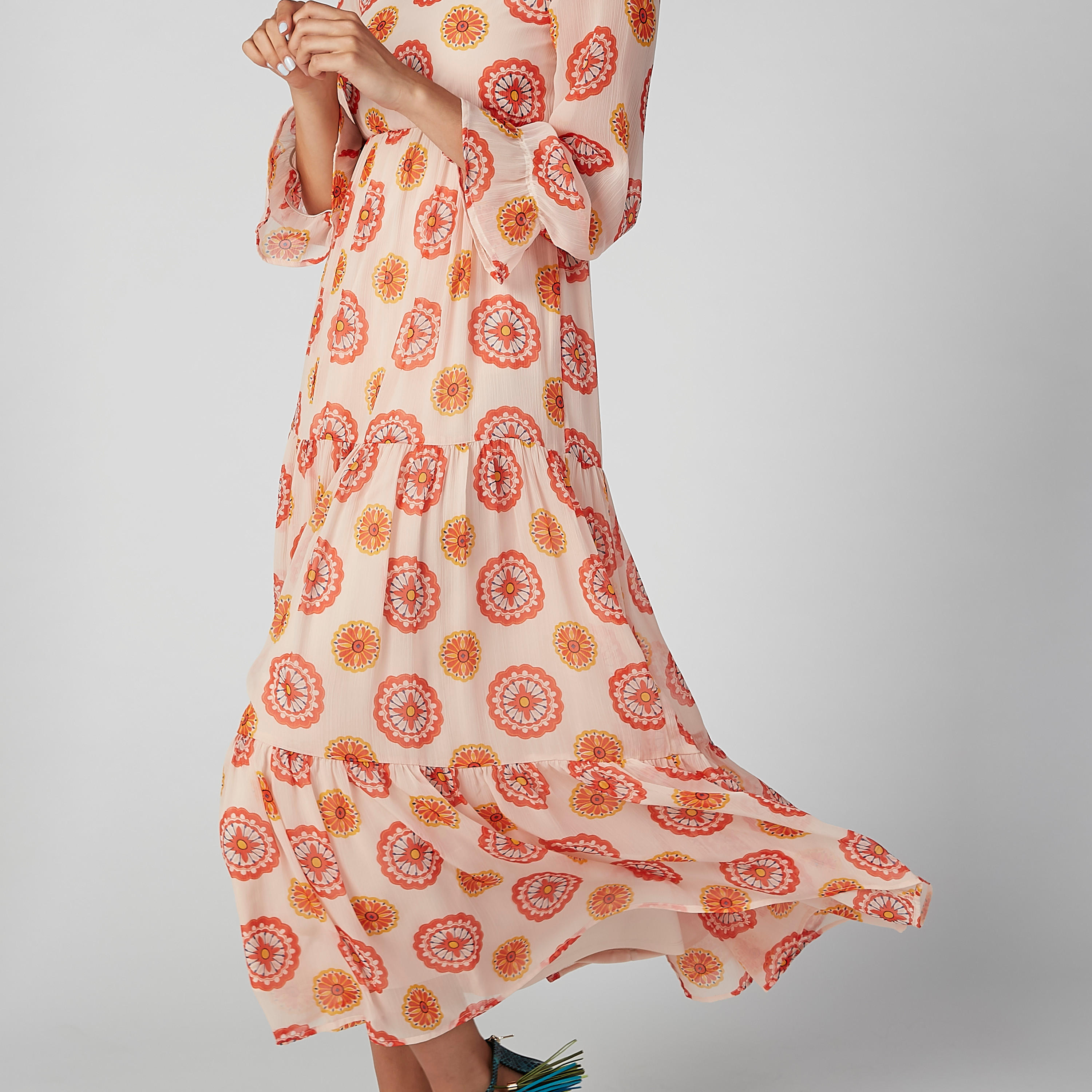 فستانمستدام  إيه لاين طويل بأكمام طويلة وطبعات -women-clothing-dresses-image-4