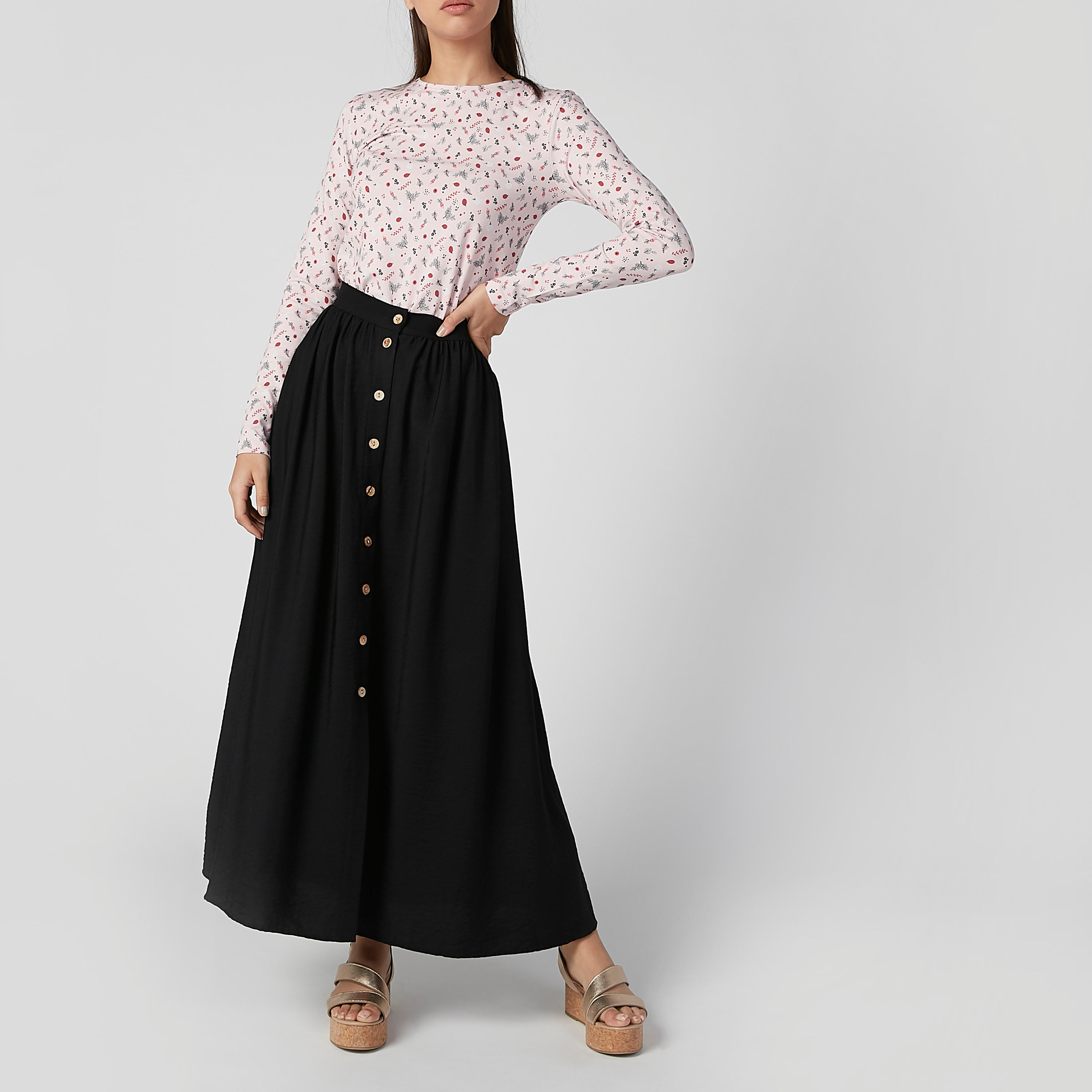 تنورة ماكسي سادة إيه لاين بأزرار-women-clothing-bottoms-skirts-image-1