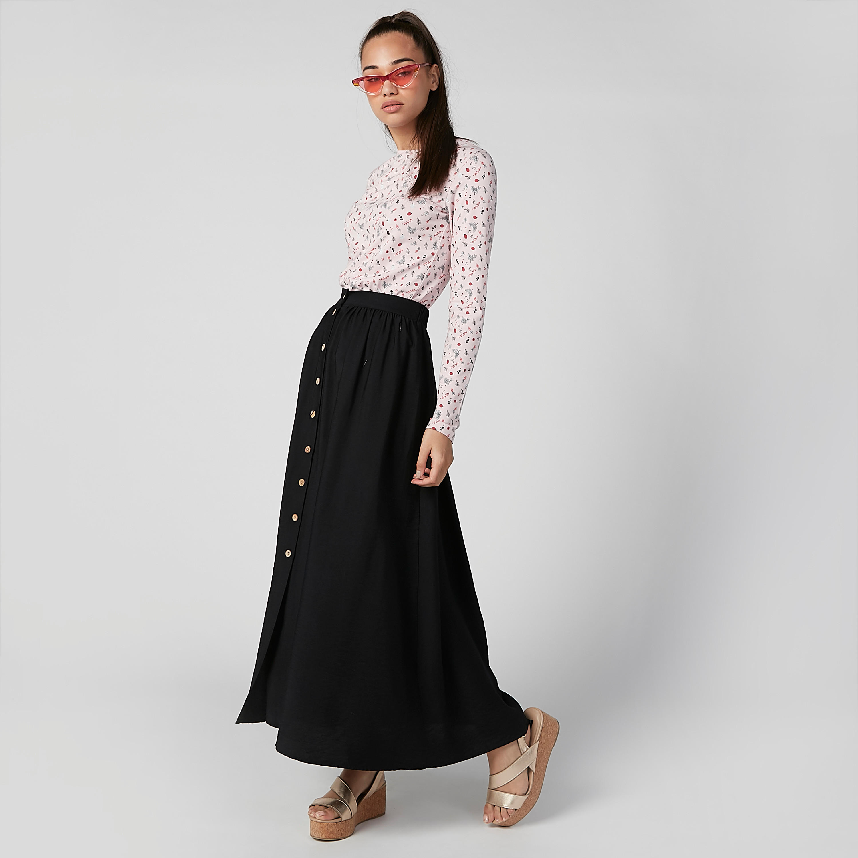 تنورة ماكسي سادة إيه لاين بأزرار-women-clothing-bottoms-skirts-image-3