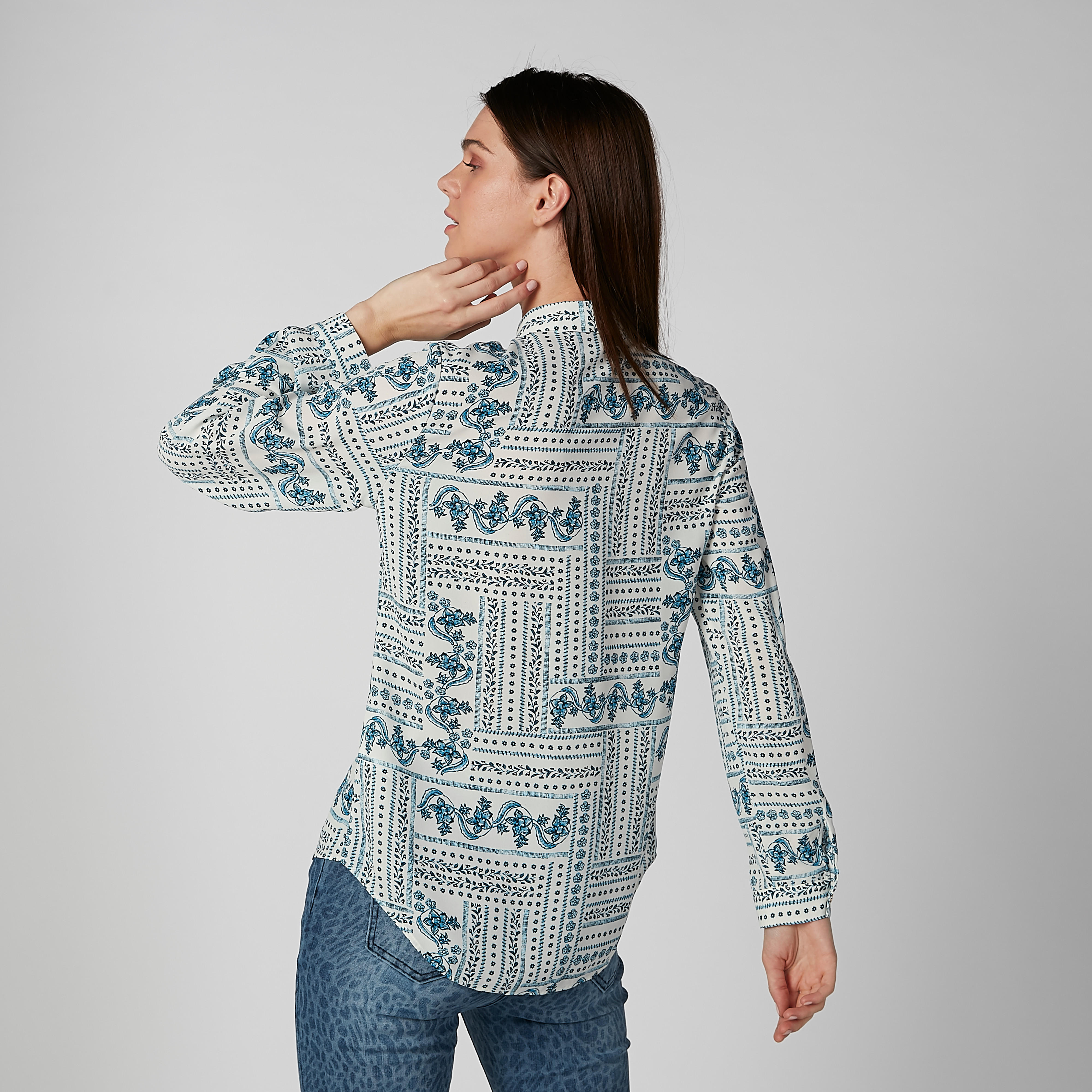 Printed Shirt with Concealed Placket and Long Sleeves-women-clothing-shirtsandblouses-shirts-image-4