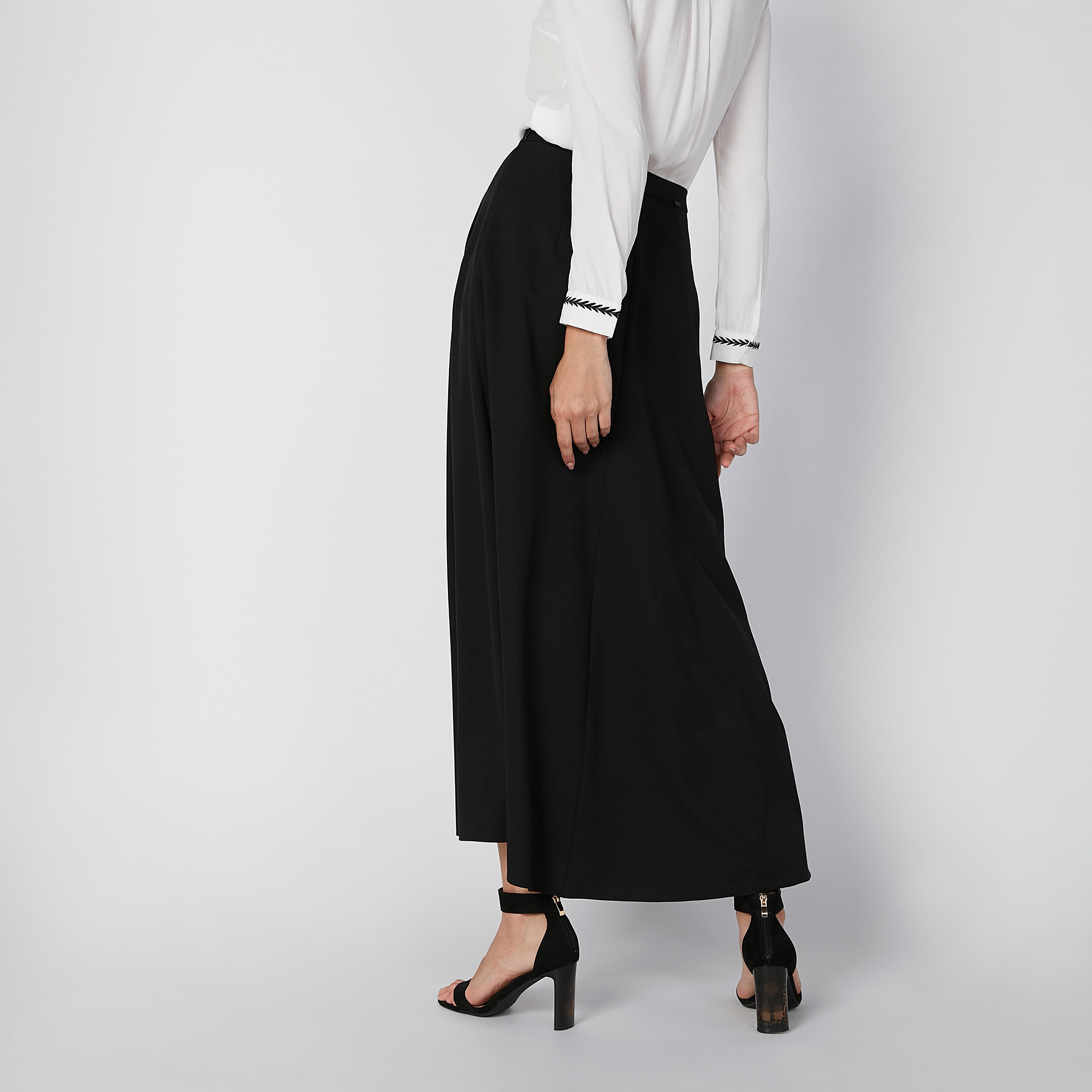 تنورة سادة إيه لاين طويلة بسحّاب إغلاق وجيوب-women-clothing-bottoms-skirts-image-2