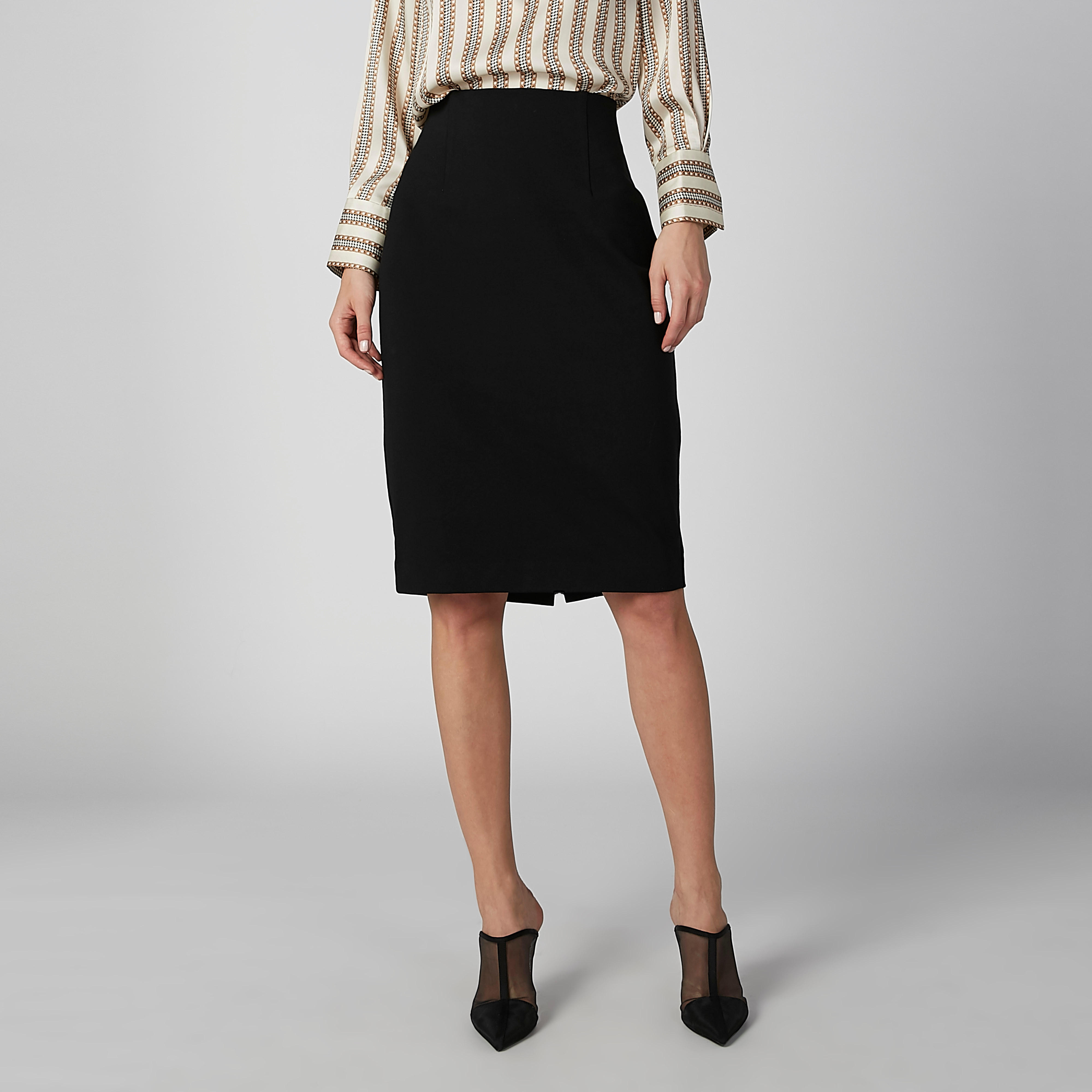 تنورة سادة متوسطة الطول بقصّة ضيّقة وفتحة خلفية-women-clothing-bottoms-skirts-image-2
