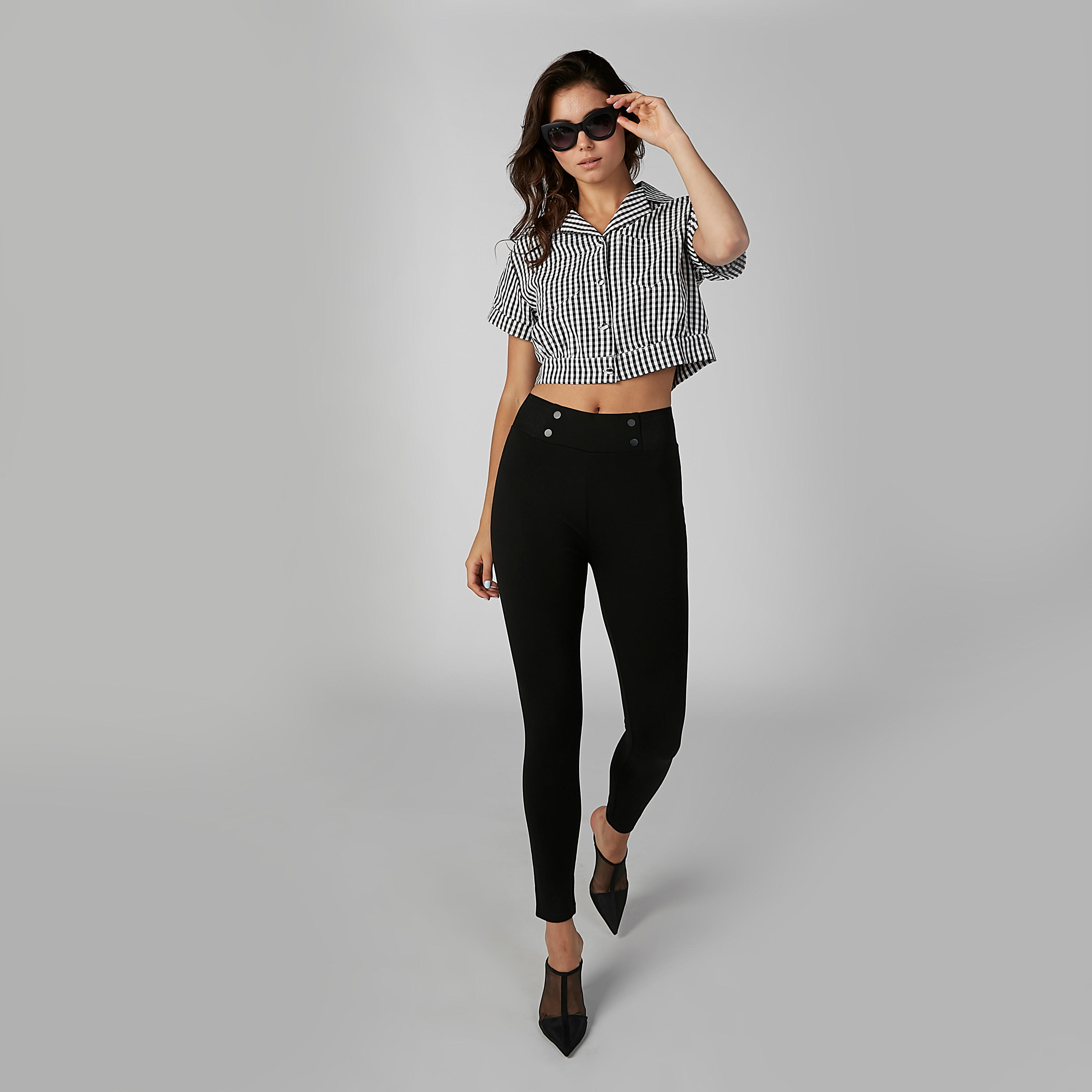 Plain Mid Waist Ponte Pants in Skinny Fit with Elasticised Waistband-women-clothing-bottoms-leggings-image-6