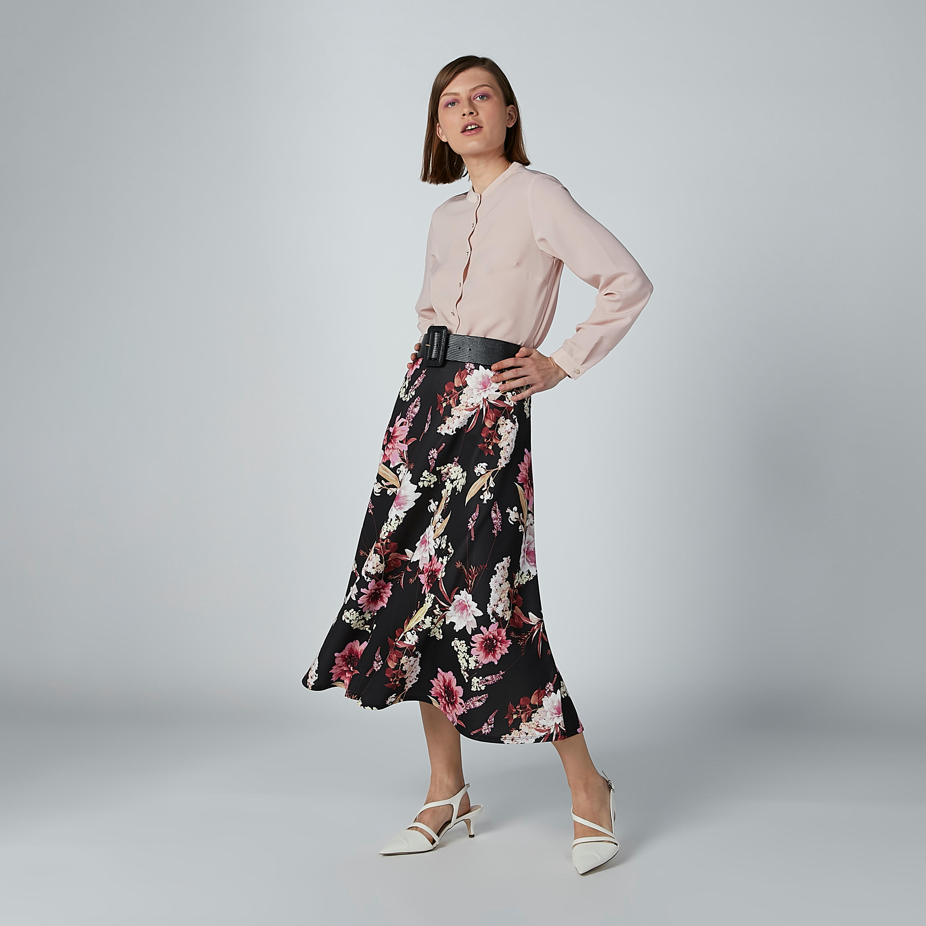 Solid Shirt with Mandarin Collar and Long Sleeves-women-clothing-shirtsandblouses-shirts-image-2