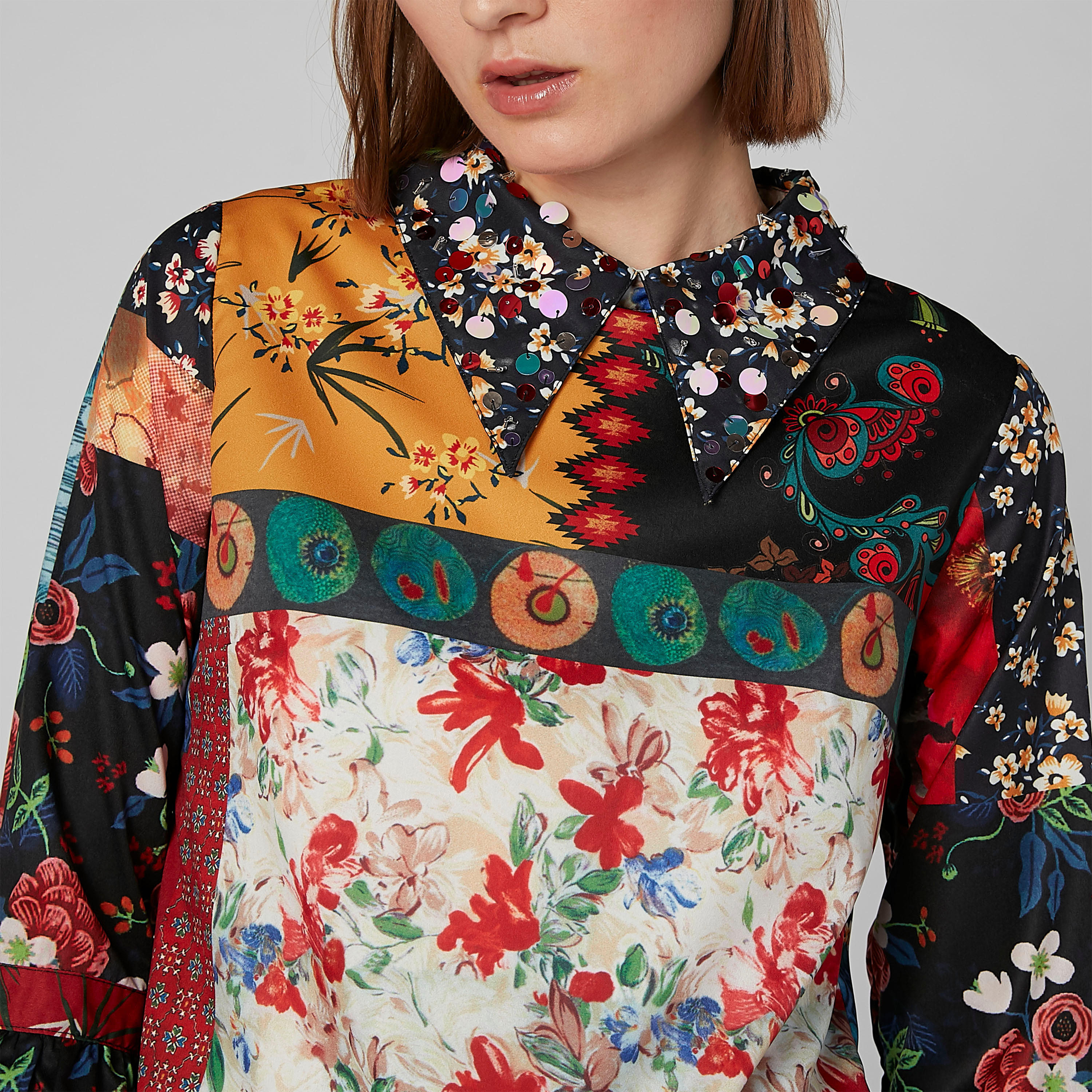 Printed Top with Collared Neck and 3/4 Sleeves-women-clothing-shirtsandblouses-blouses-image-3