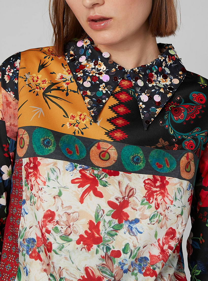 Printed Top with Collared Neck and 3/4 Sleeves-women-clothing-shirtsandblouses-blouses-image-3