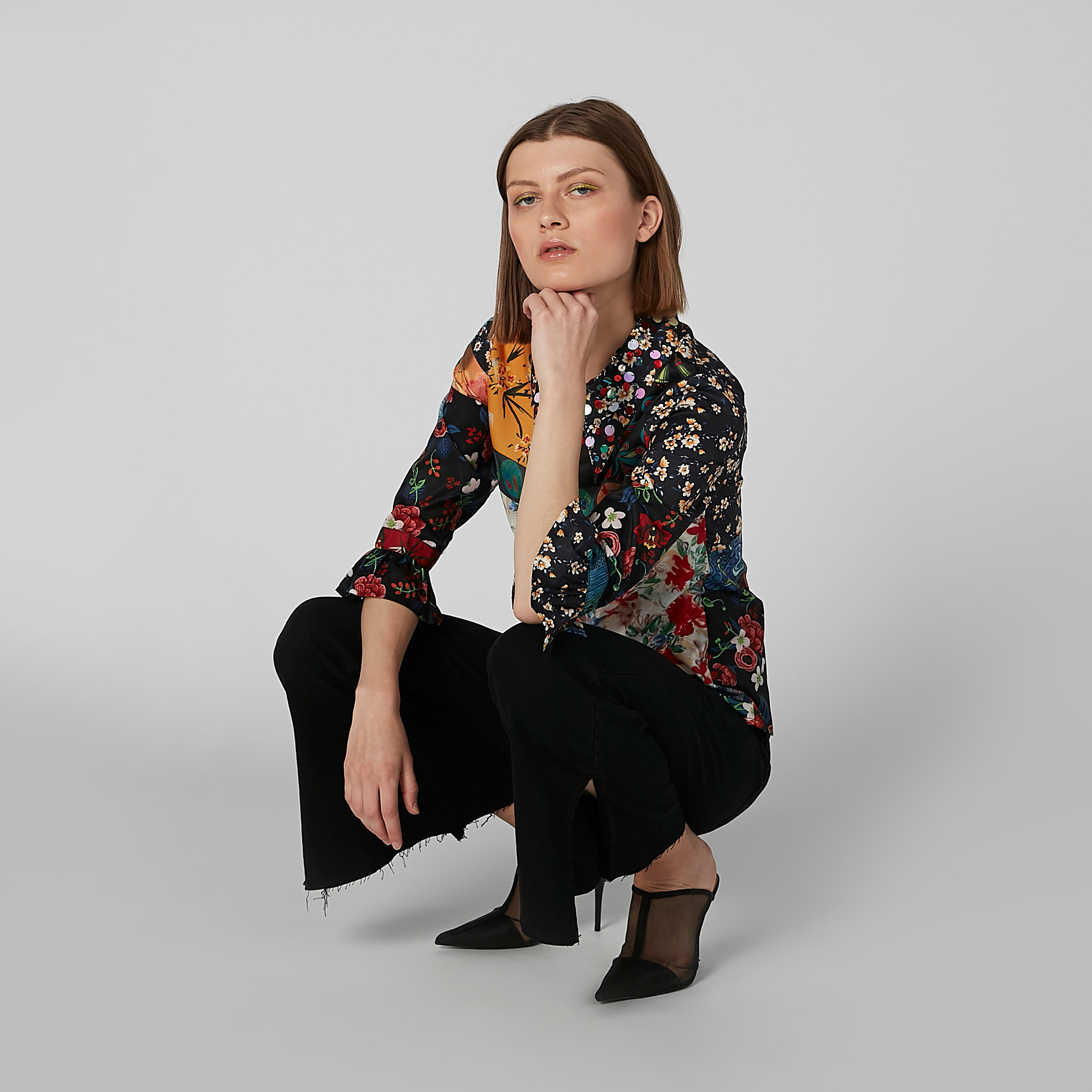 Printed Top with Collared Neck and 3/4 Sleeves-women-clothing-shirtsandblouses-blouses-image-6