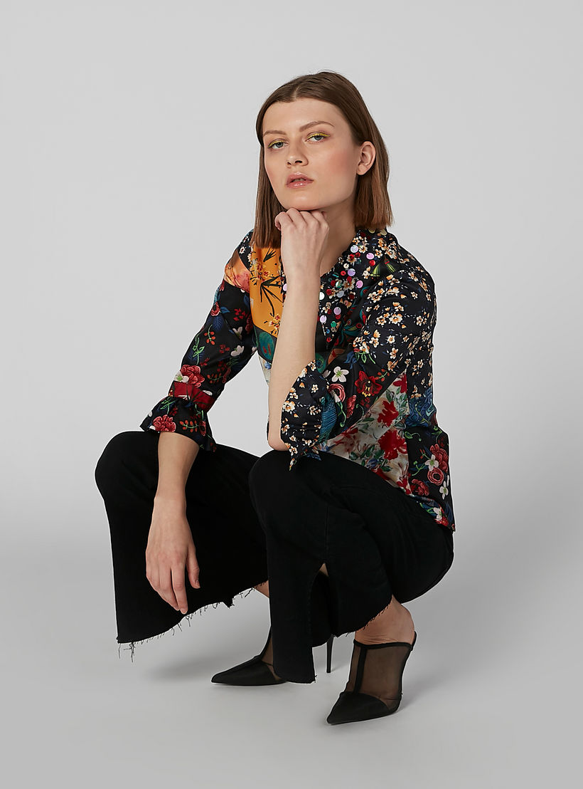 Printed Top with Collared Neck and 3/4 Sleeves-women-clothing-shirtsandblouses-blouses-image-6