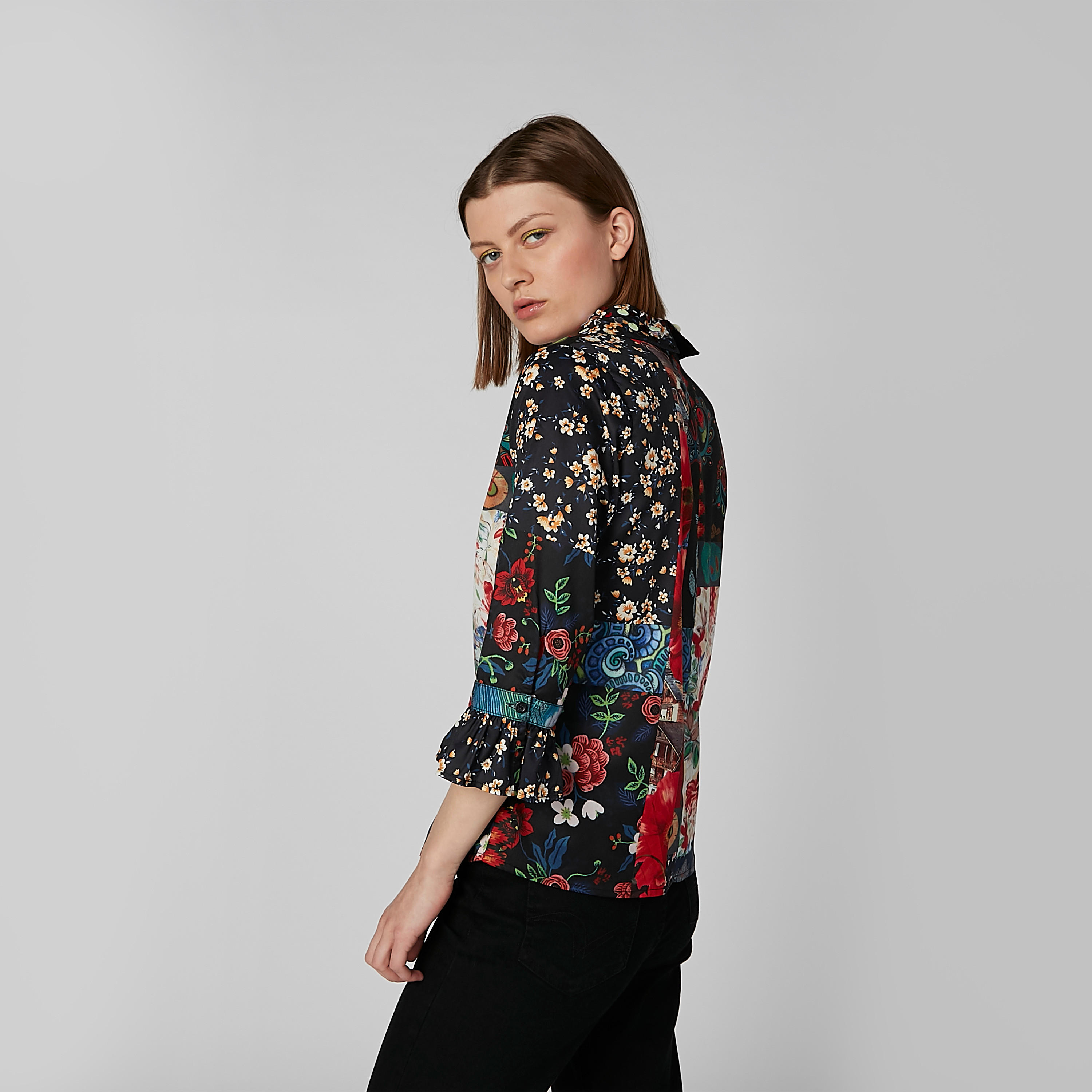 Printed Top with Collared Neck and 3/4 Sleeves-women-clothing-shirtsandblouses-blouses-image-7