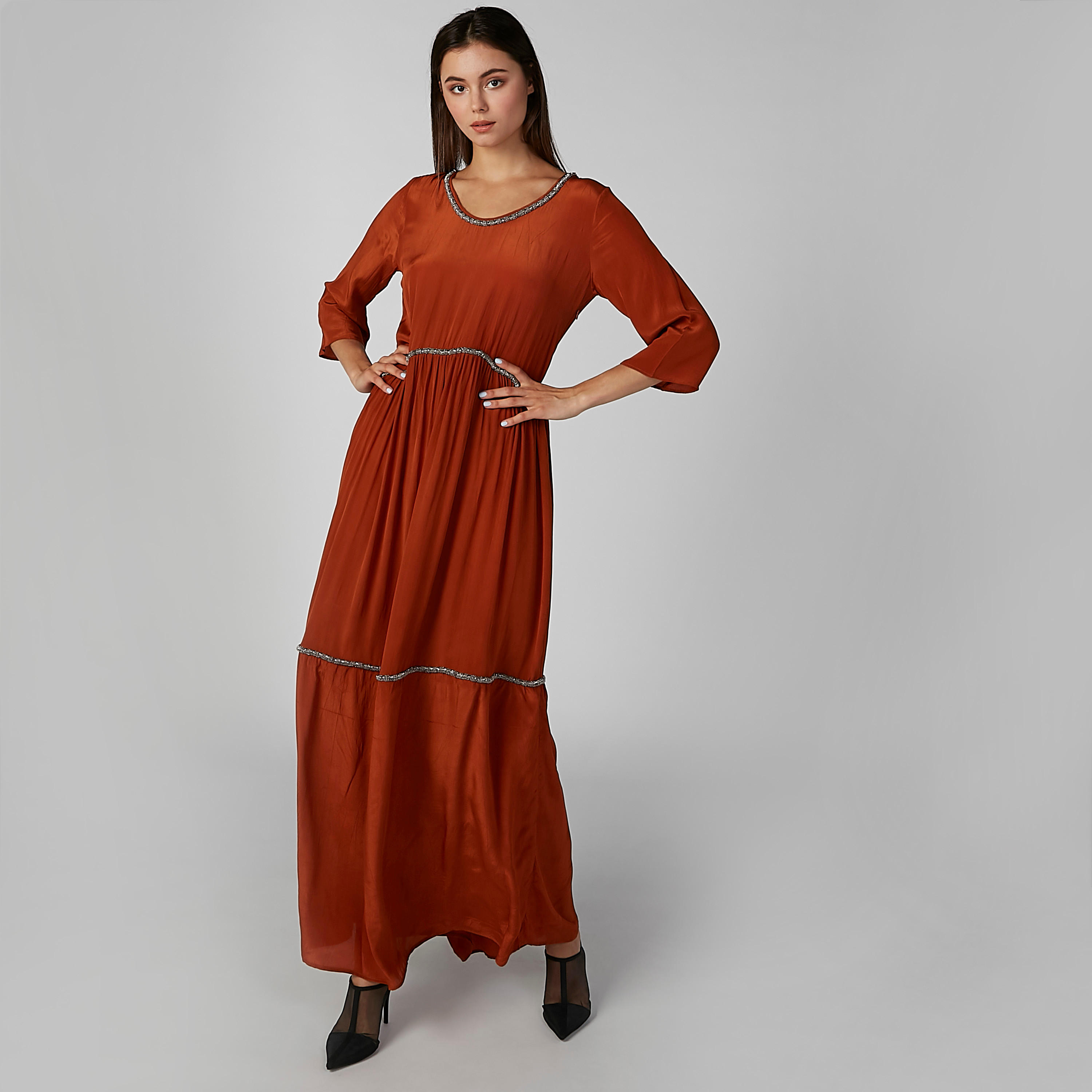 فستان إيه لاين طويل بأكمام 3/4 وتزينات-women-clothing-dresses-image-1