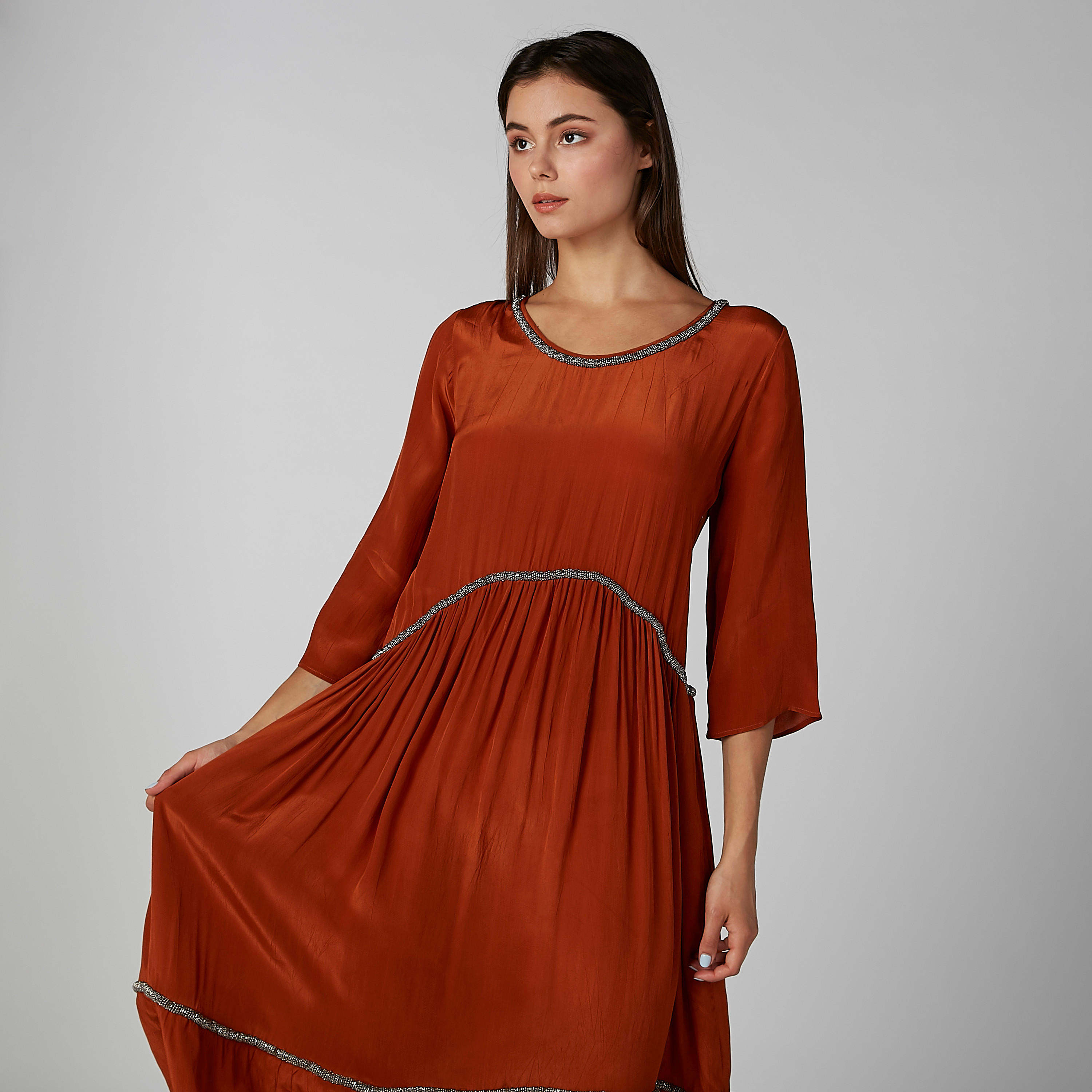 فستان إيه لاين طويل بأكمام 3/4 وتزينات-women-clothing-dresses-image-2